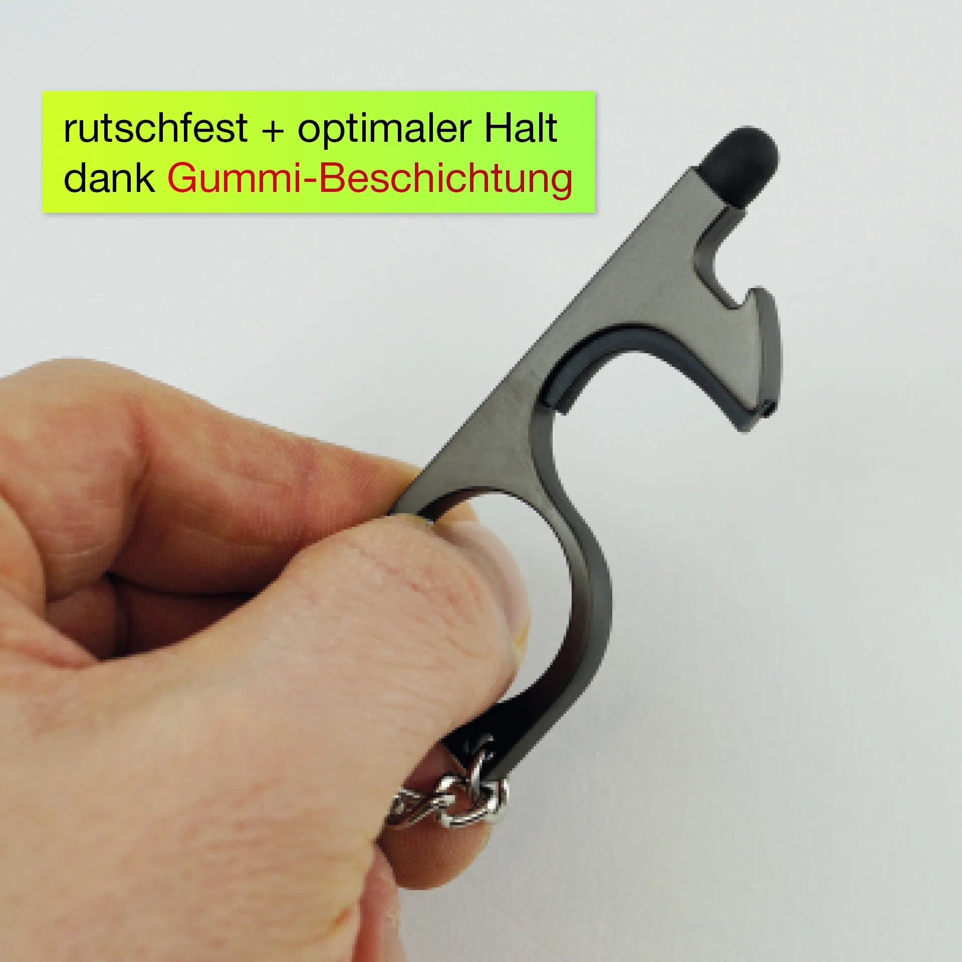 Hygiene-Haken mit Beschichtung und Schlüsselring, schwarz