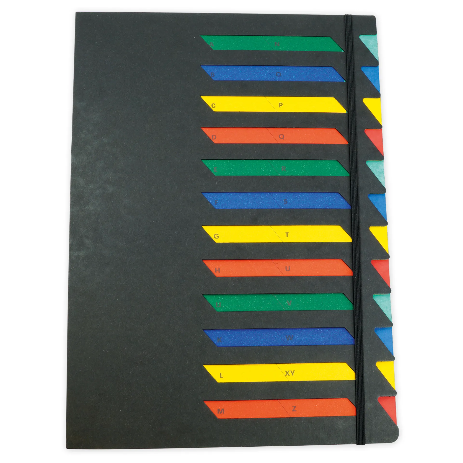 Tisch-Fächermappe 1-12 aus Pappe A4, farbig mit Verschlussgummi