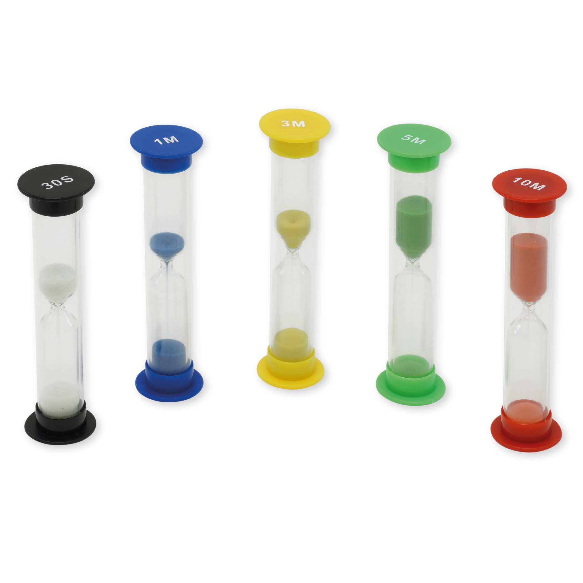 Sanduhren-Set 5 tlg., 10cm hoch, 2,5cm ø Sanduhren-Set 5 tlg., 10cm hoch, 2,5cm ø