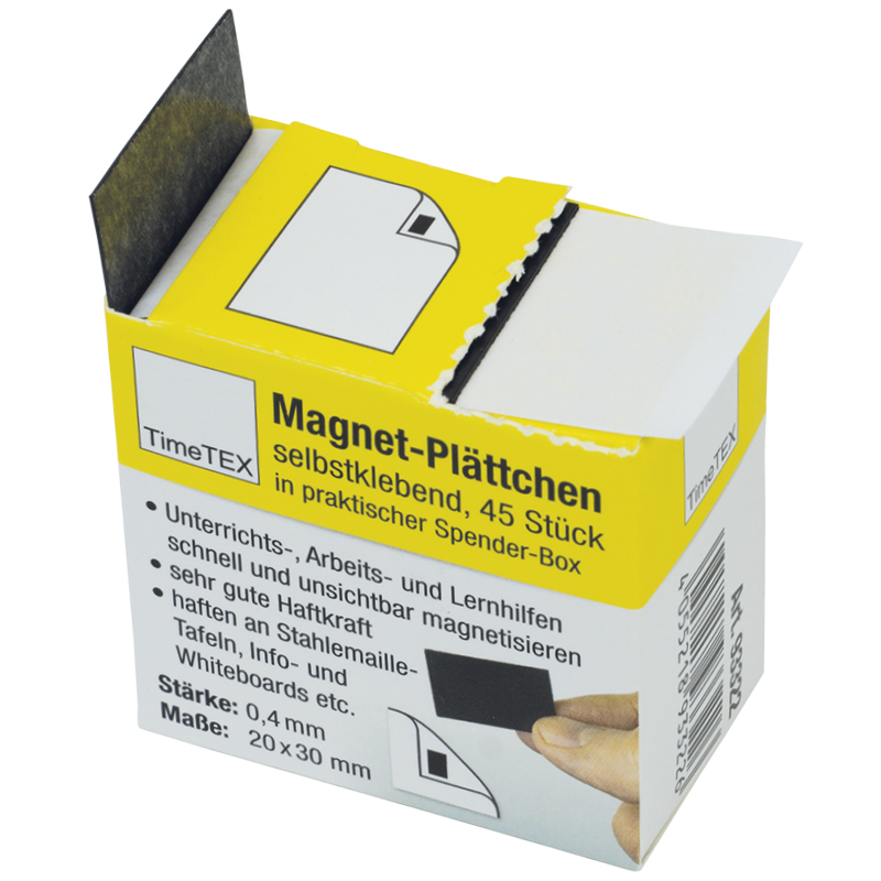 Magnet-Plättchen selbstklebend im Spender, 45 Stück