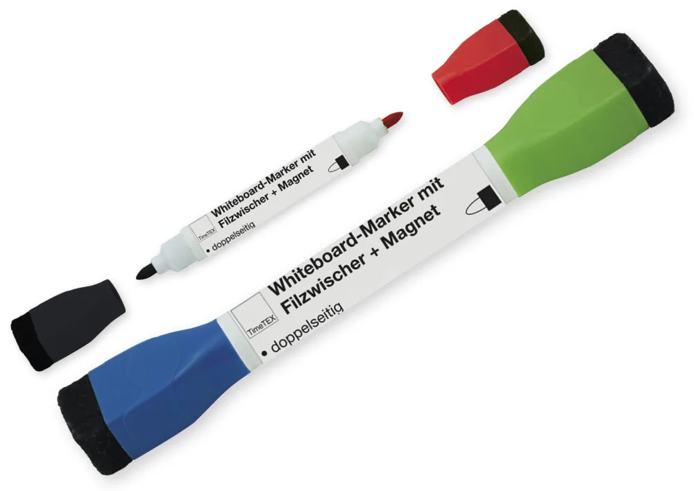 2in1 Whiteboard-Marker mit Filzwischer + Magnet
