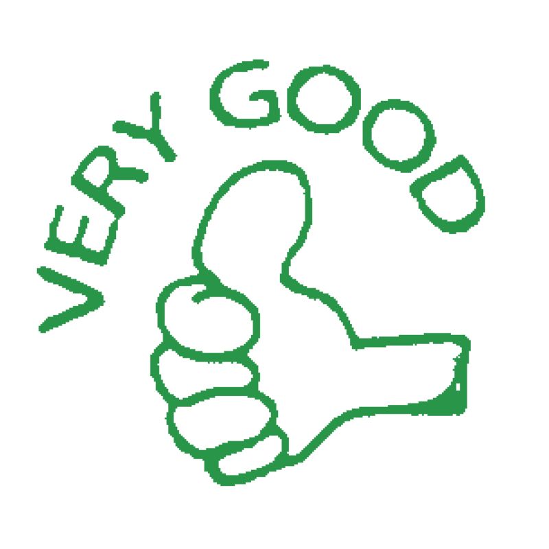 Siebdruck-Stempel "Perpetuum", "Very good" Siebdruck-Stempel "Perpetuum", "Very good"