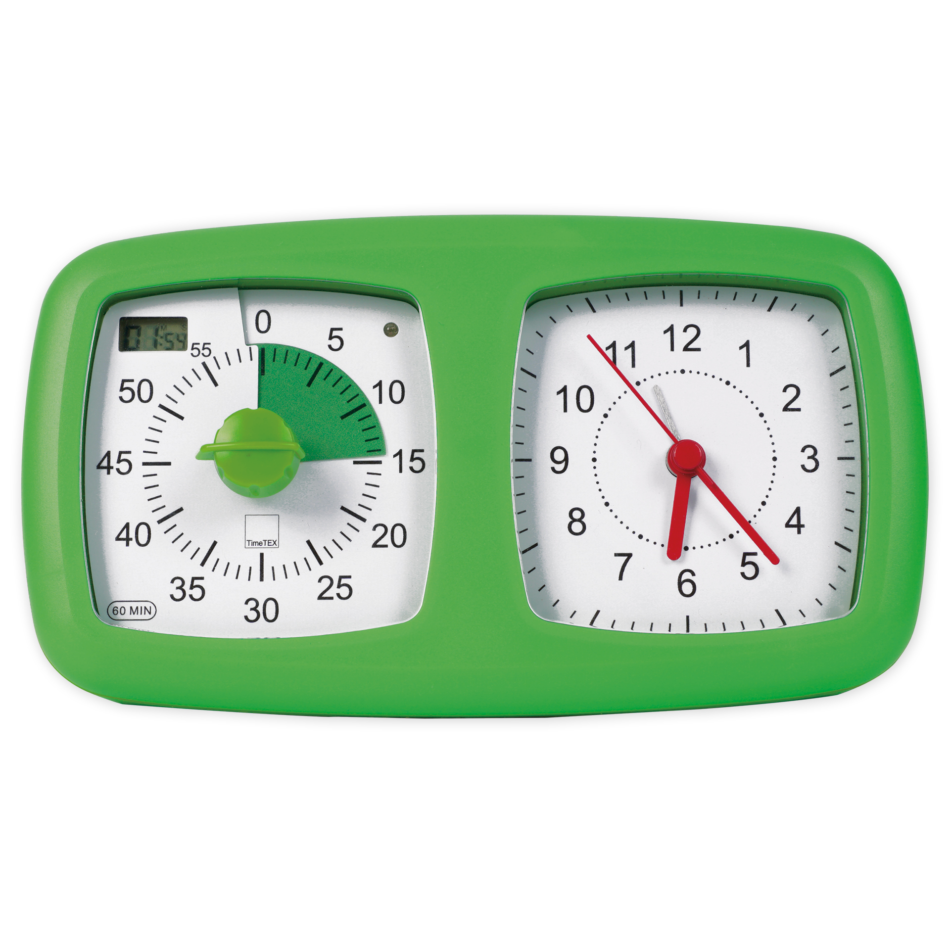 TimeTEX Zeitdauer-Uhr "lautlos" 4in1, grün, 18x10 cm