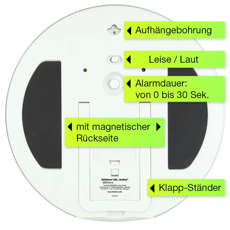TimeTEX Zeitdauer-Uhr "lautlos" XL, 32 cm ø