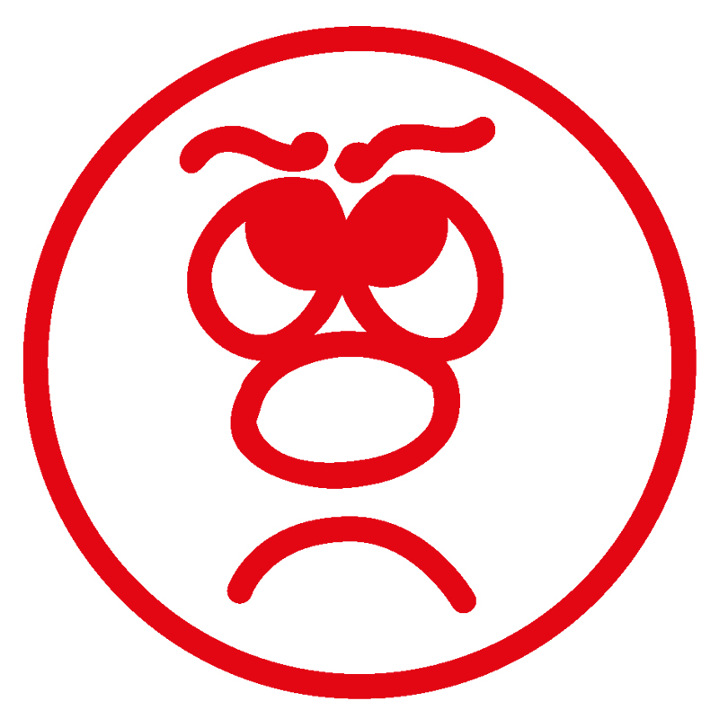 Siebdruck-Stempel "Perpetuum", "Gesicht traurig" Siebdruck-Stempel "Perpetuum", "Gesicht traurig"