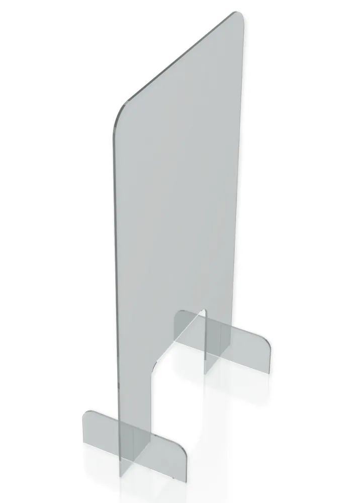 Hygiene-Schutzwand Standard L für Tische, mit Durchreiche