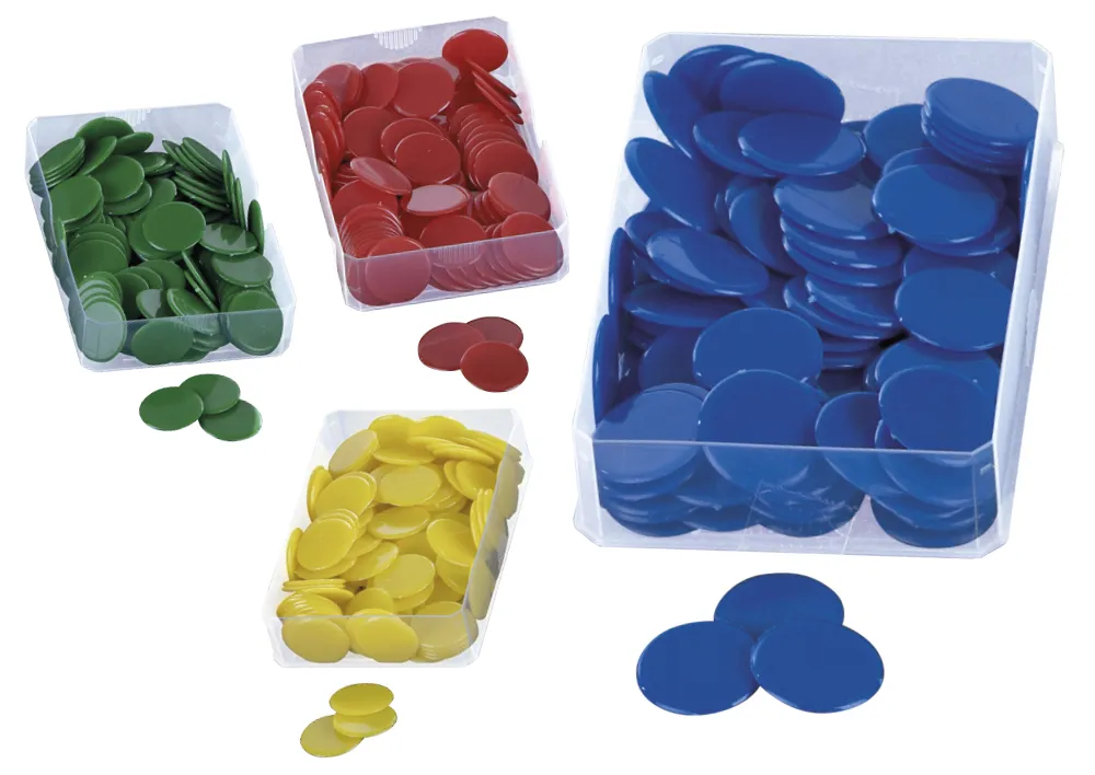 Kunststoff Plättchen vollfarbig, einfarbig, 100 Stück in Box