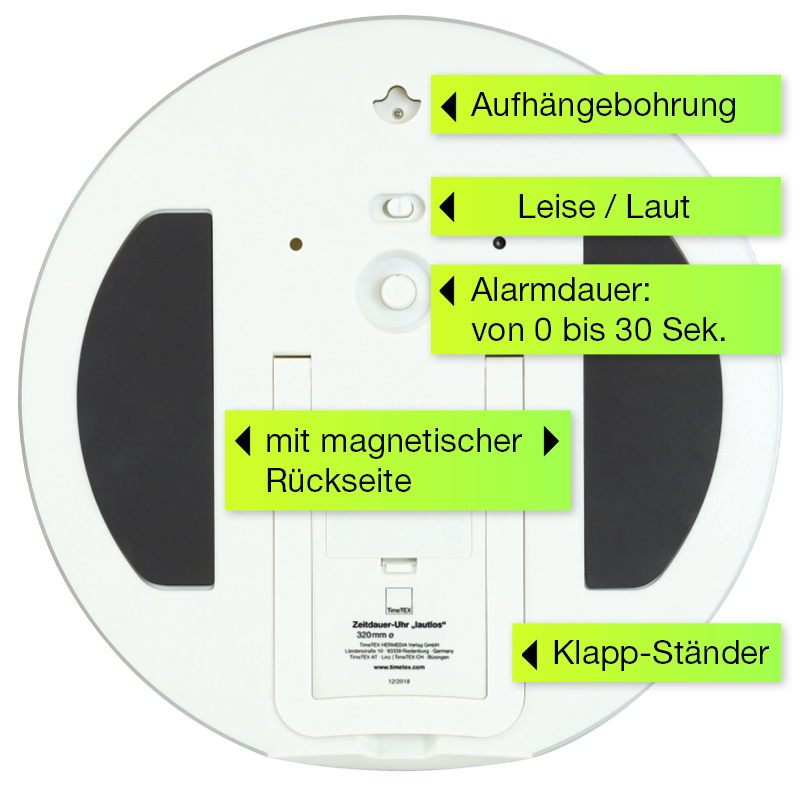 TimeTEX Zeitdauer-Uhr "lautlos" XL, 32 cm ø mit Ampelscheibe TimeTEX Zeitdauer-Uhr "lautlos" XL, 32 cm ø mit Ampelscheibe