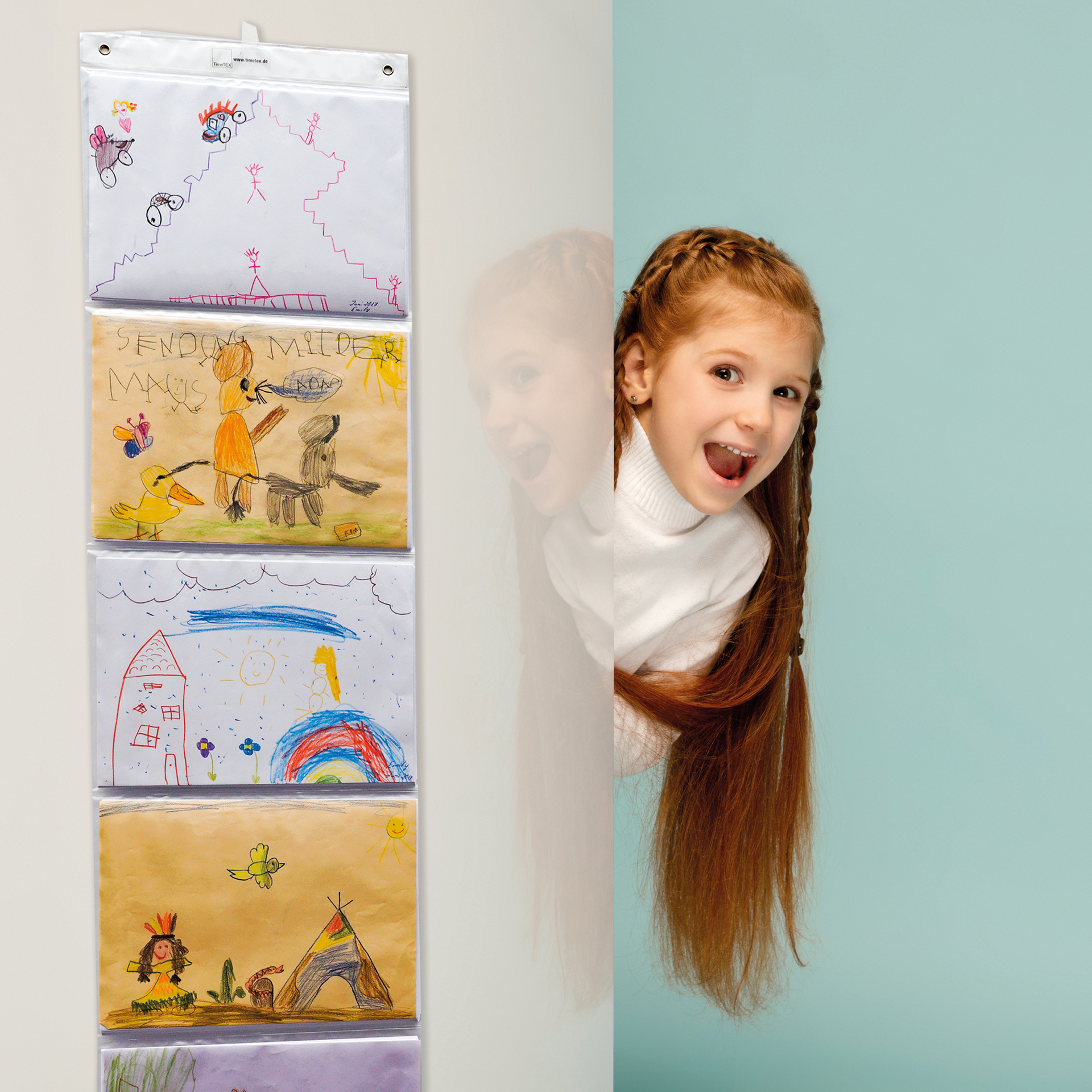 Hänge-Orga-Taschen A4, 6 Einstecktaschen im Querformat, mit Bügel Hänge-Orga-Taschen A4, 6 Einstecktaschen im Querformat, mit Bügel