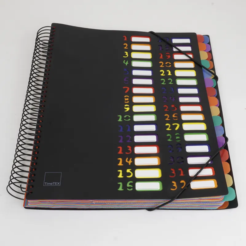 TimeTEX Tisch-Fächermappe 1-32 A4, farbig mit Verschlussgummi