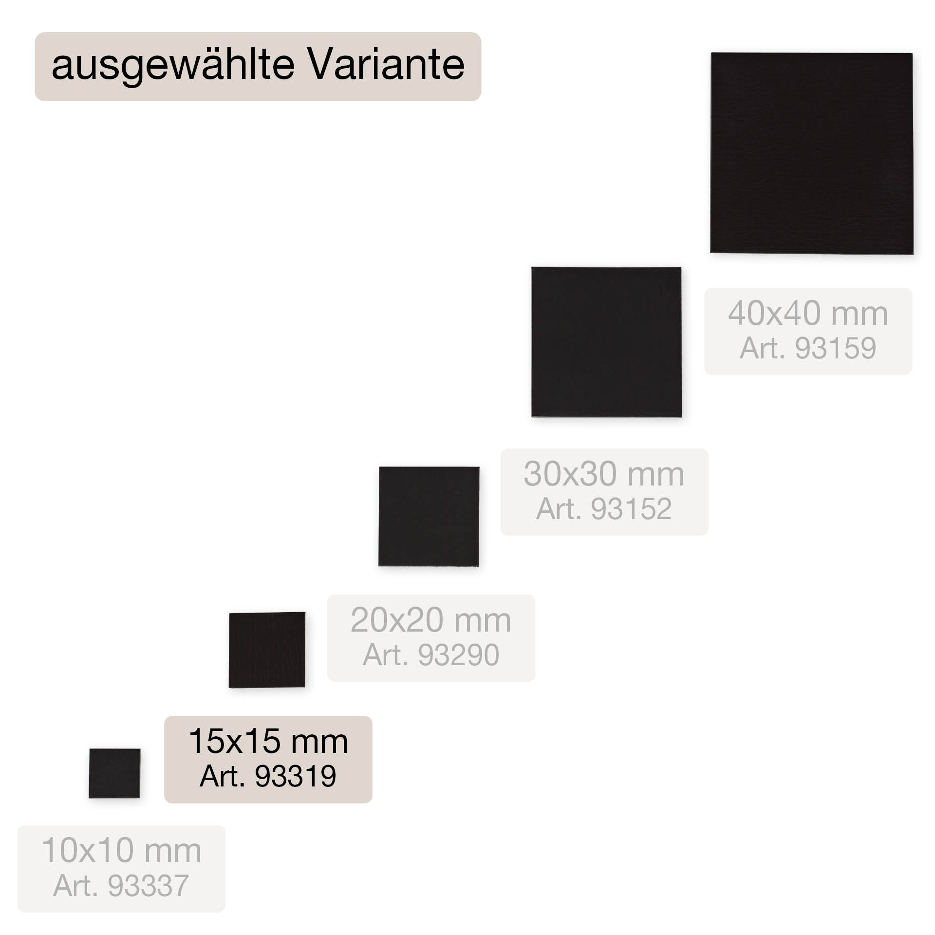 Magnet-Quadrate selbstklebend 15x15mm, 91-tlg.