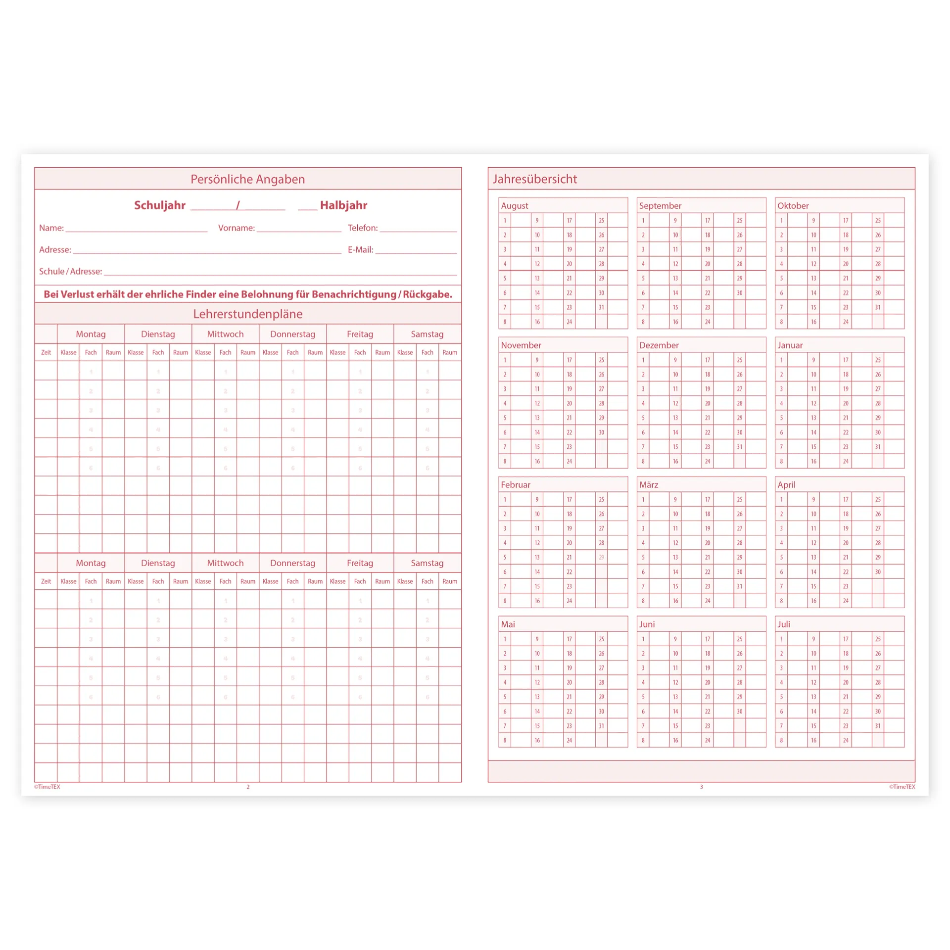 TimeTEX Heft Anwesenheit A4 