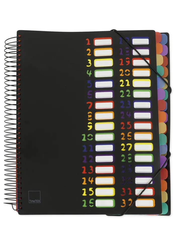 TimeTEX Tisch-Fächermappe 1-32 A4, farbig mit Verschlussgummi