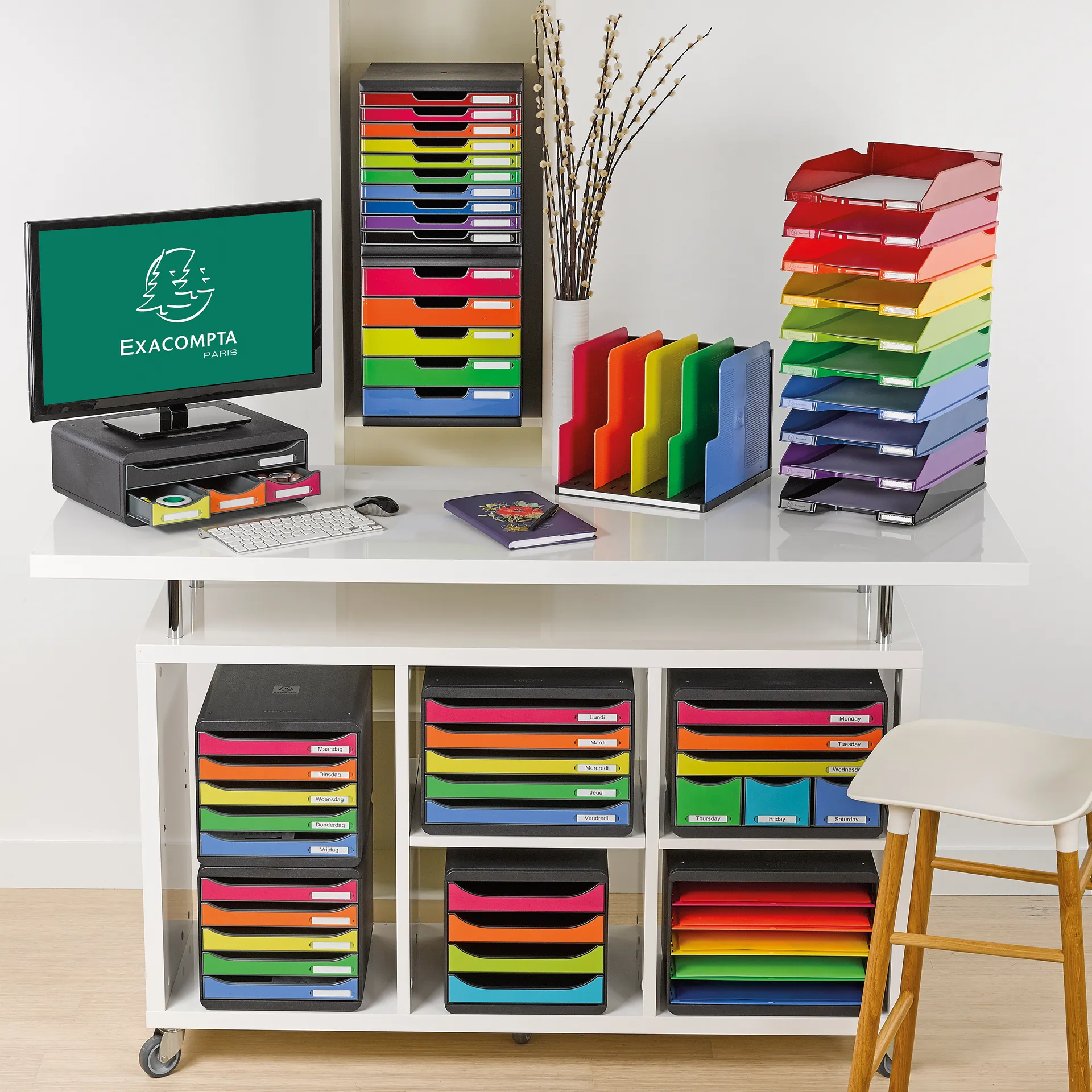 Stehsammler "Regenbogen", 4 Fächer, variabel