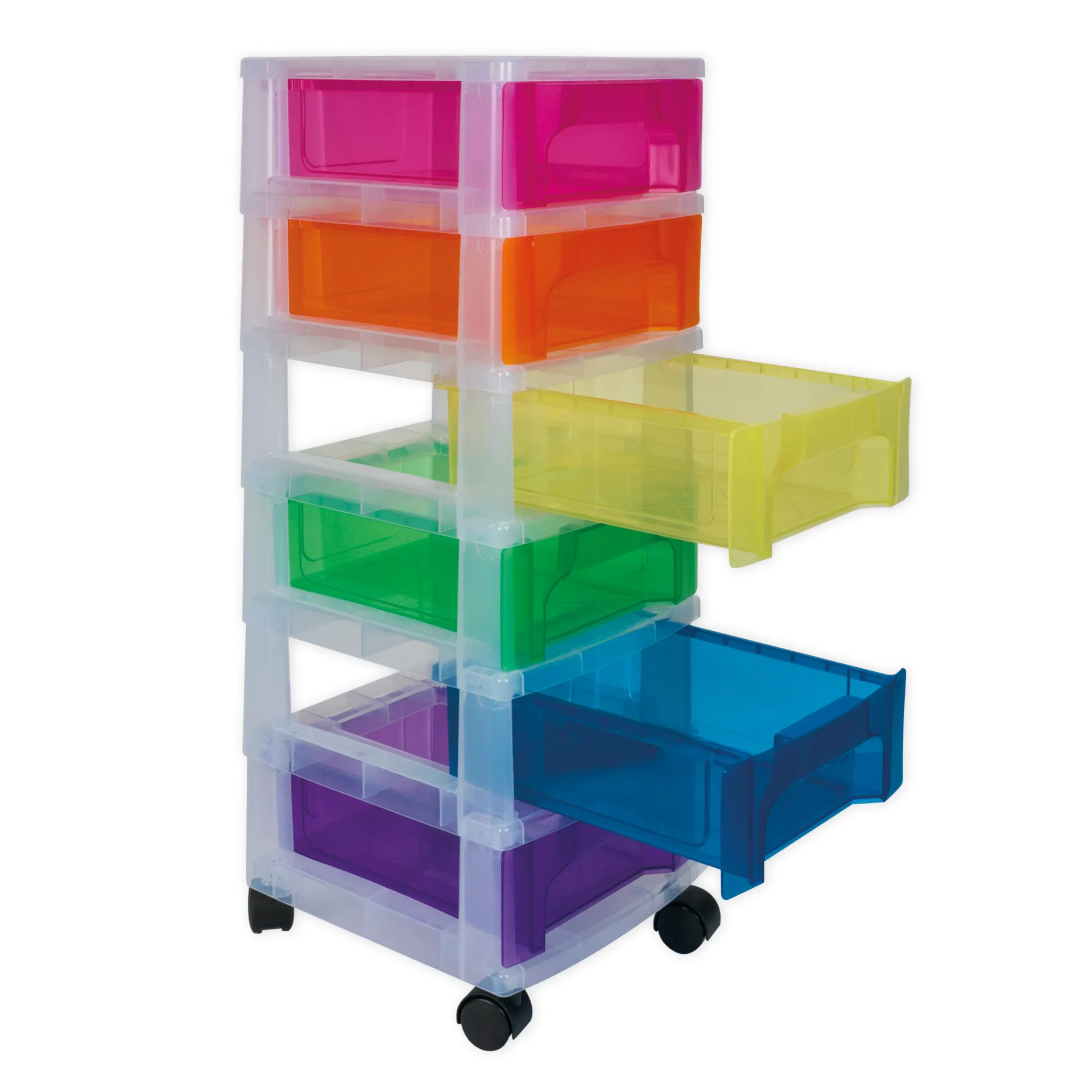 TimeTEX Schubladen-Box "Regenbogen", 6-farbig mit 4 Lenkrollen