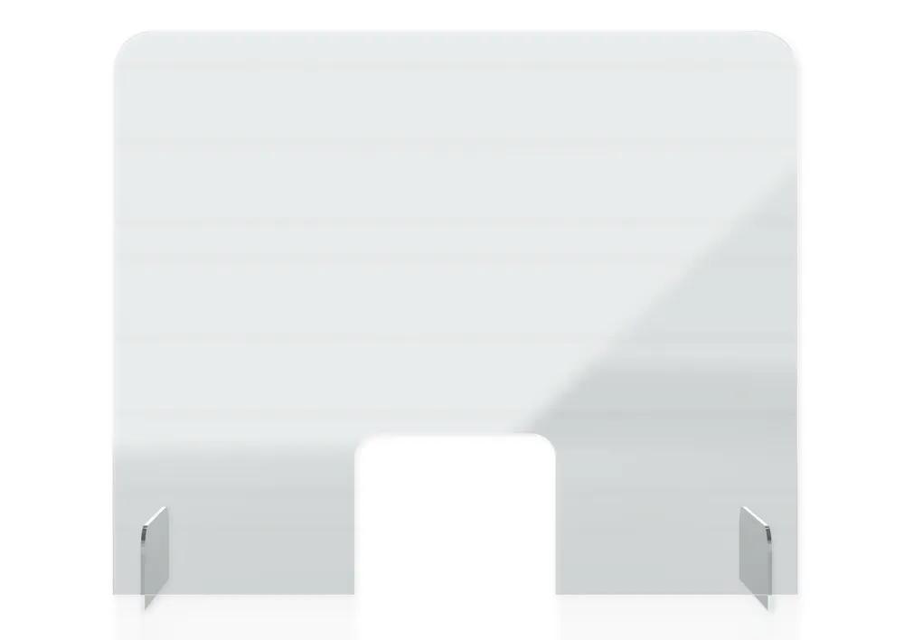 Hygiene-Schutzwand Standard XL für Tische, mit Durchreiche