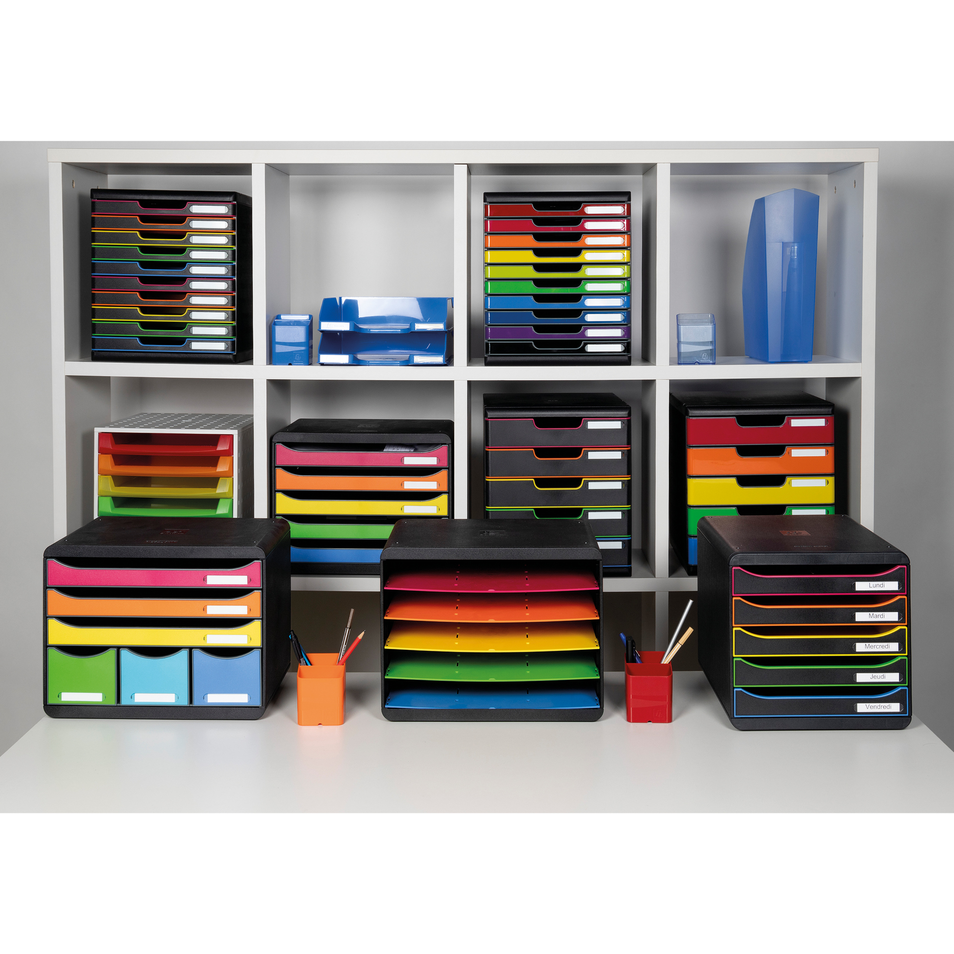 Schubladen-Box A4 "Regenbogen", Kunststoff mit 5 Schüben Schubladen-Box A4 "Regenbogen", Kunststoff mit 5 Schüben
