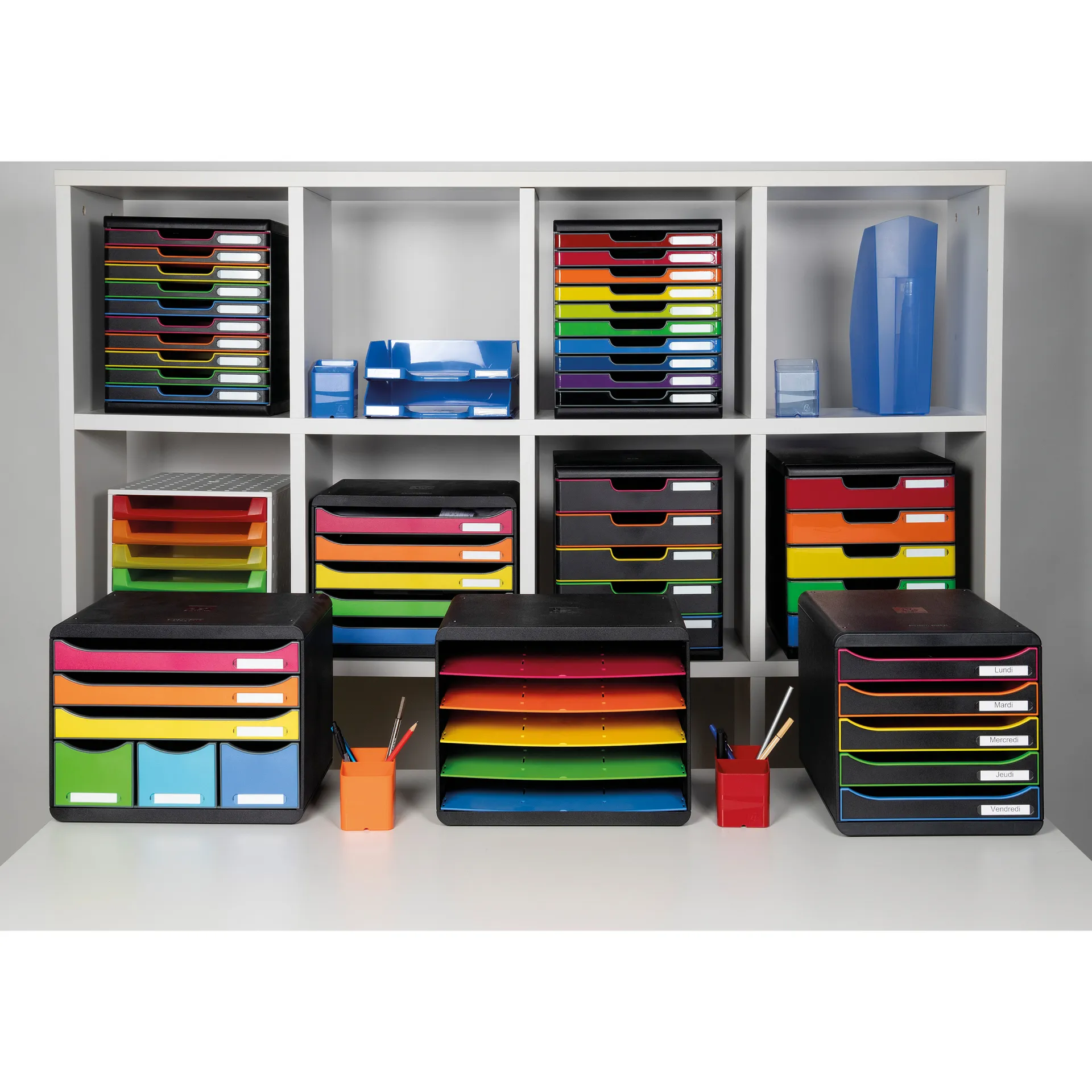 Schubladen-Box A4 "Regenbogen", Kunststoff mit 5 Schüben Schubladen-Box A4 "Regenbogen", Kunststoff mit 5 Schüben
