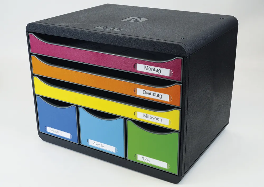 Schubladen-Box A4 "Regenbogen", Kunststoff mit 6 Schüben