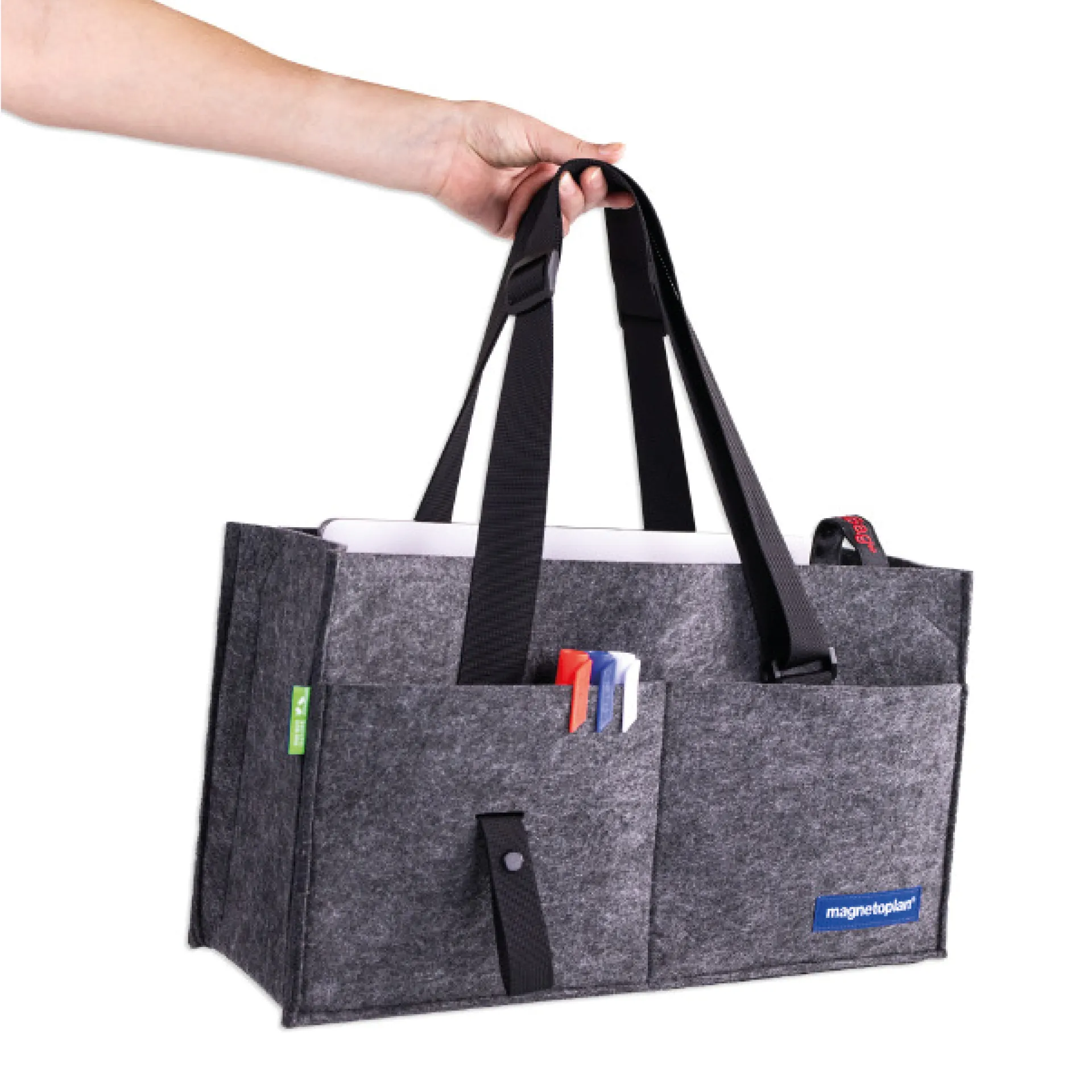 Fächer-Tasche aus Filz, faltbar, anthrazit