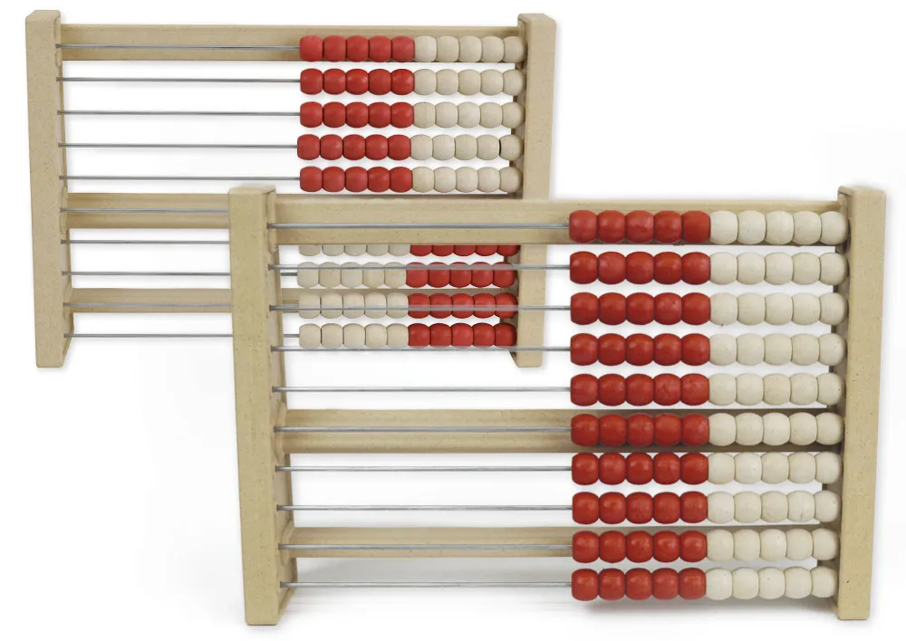Rechenrahmen für 100-er Zahlenraum rot/weiss
