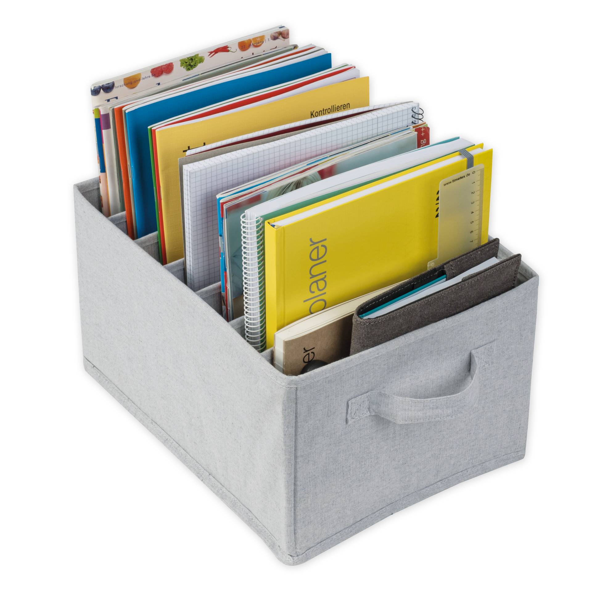 TimeTEX Fächerbox "Origami" A4 mit 7 Fächern, aus Stoff, hellgrau