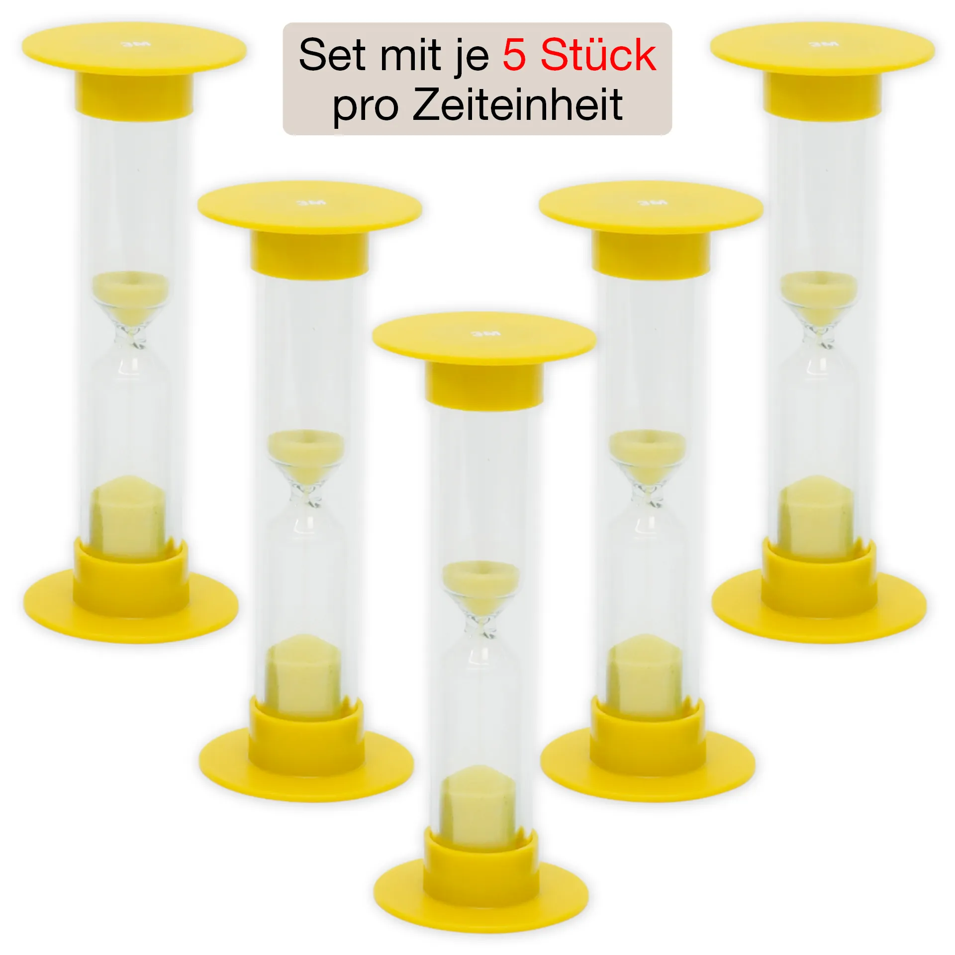Sanduhren-Set 5-tlg., 10cm hoch, 2,5cm ø (1 Zeiteinheit)