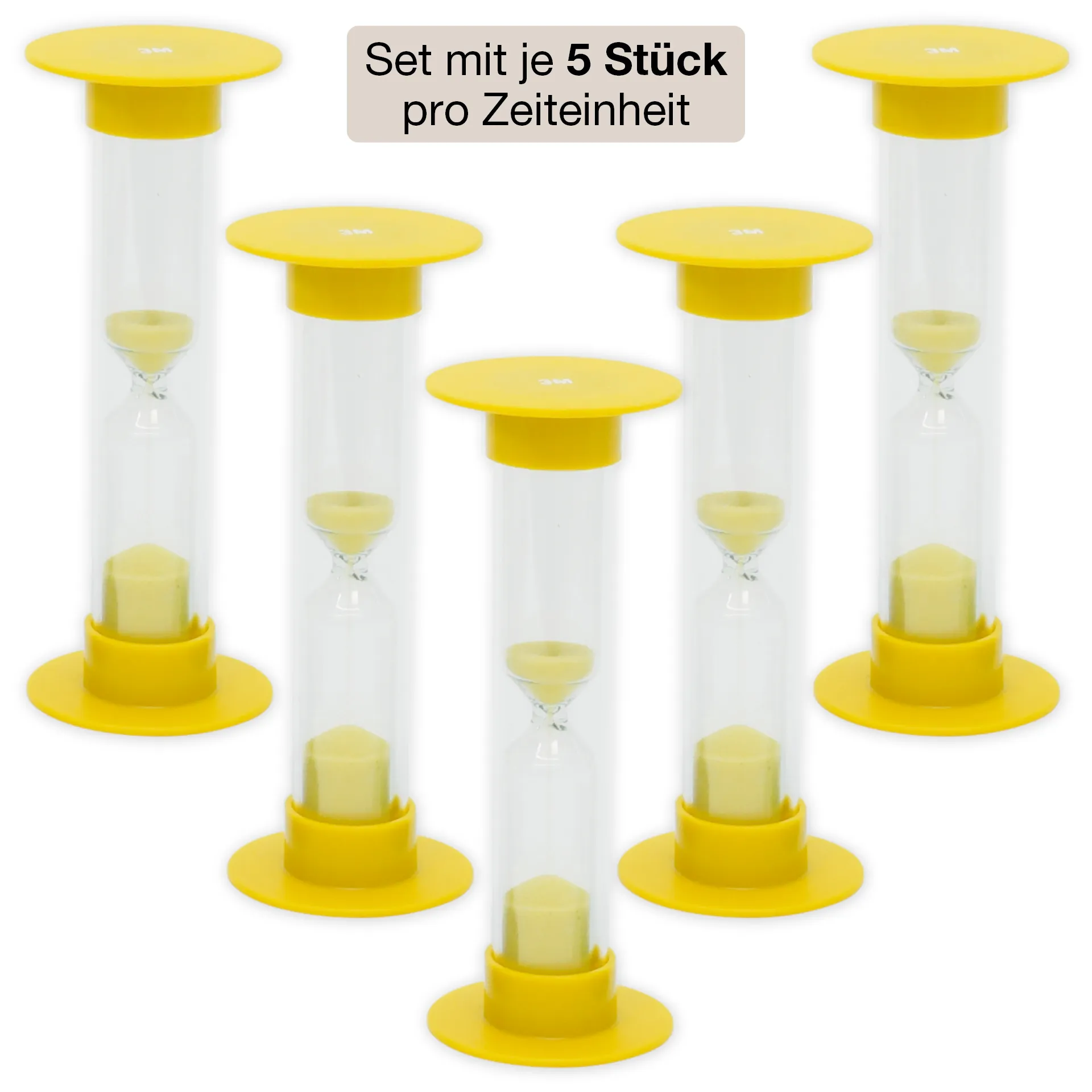 Sanduhren-Set 5-tlg., 10cm hoch, 2,5cm ø (1 Zeiteinheit)