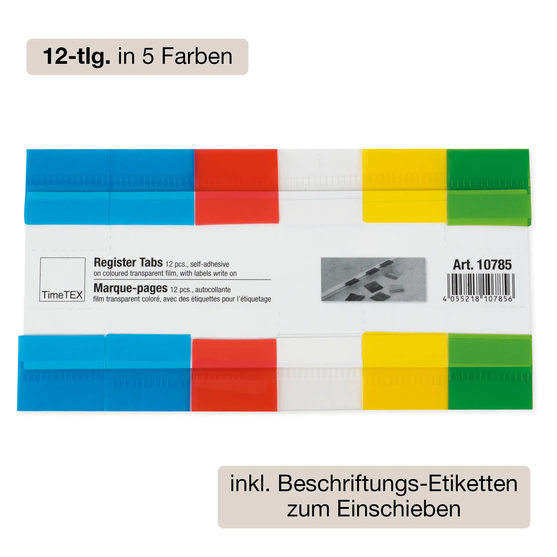 Register-Taben 12-tlg., selbstklebend, aus Kunststoff-Folie