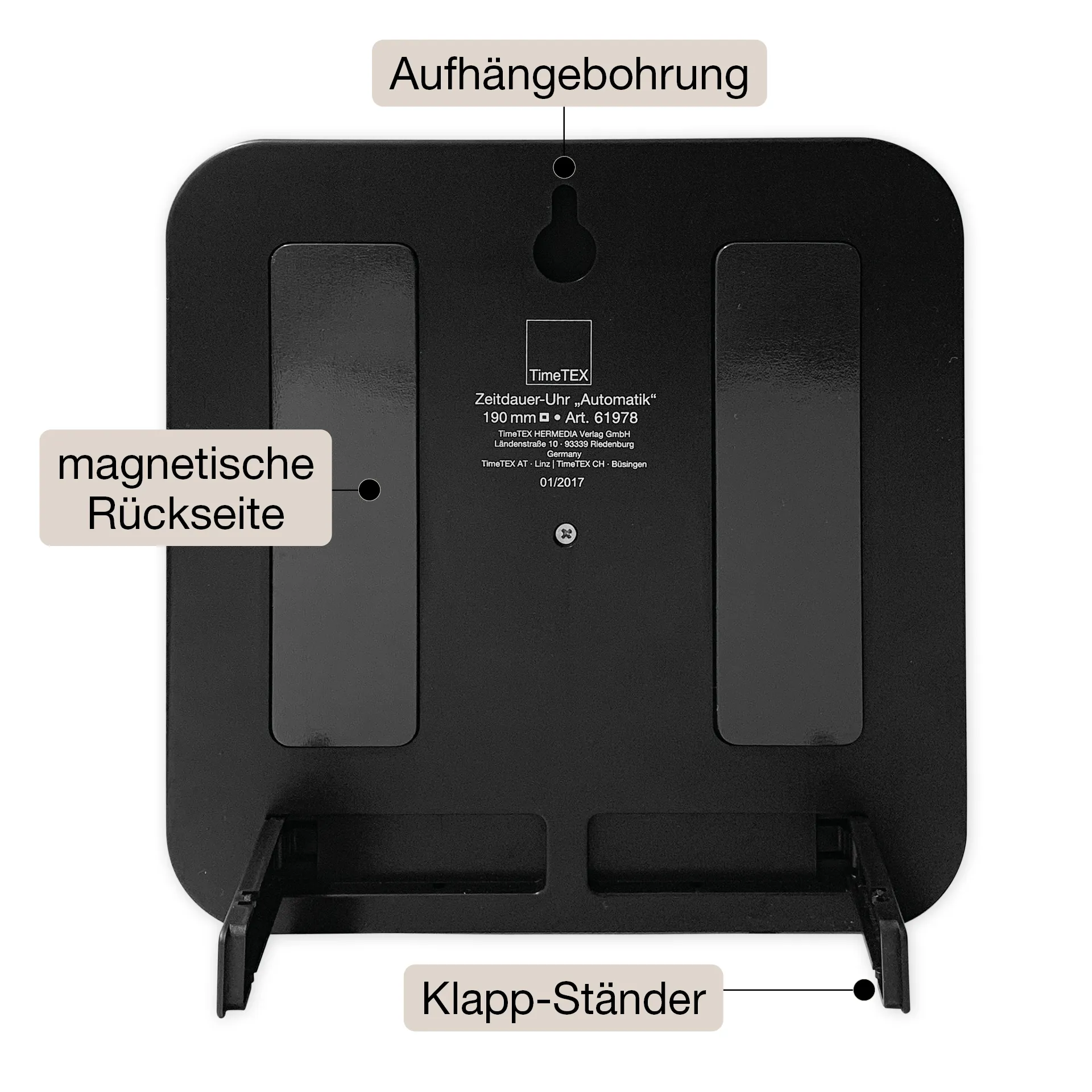 Zeitdauer-Uhr "Automatik" magnetisch, 19x19 cm, mit Ampelscheibe