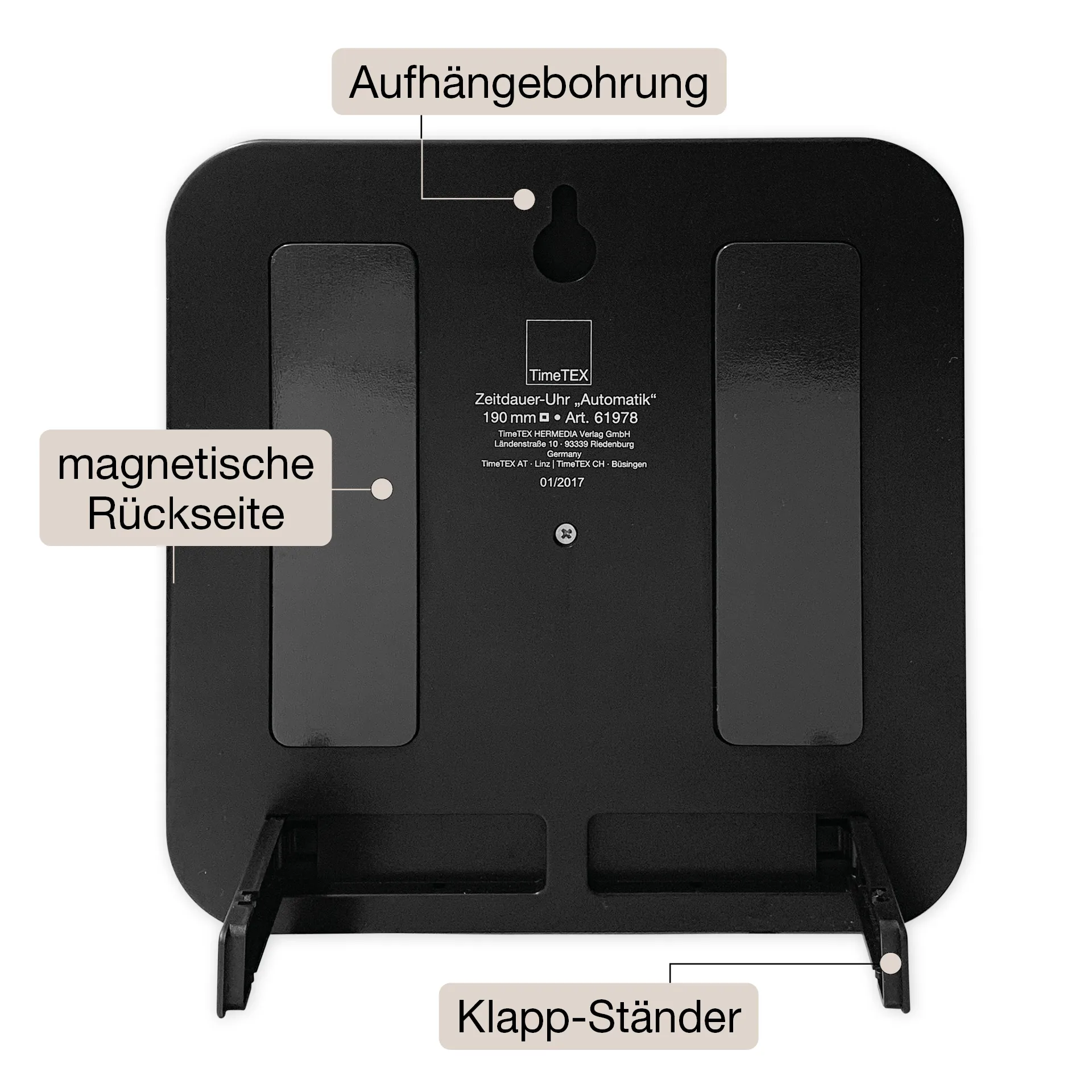 Zeitdauer-Uhr "Automatik" magnetisch, 19x19 cm, mit Ampelscheibe