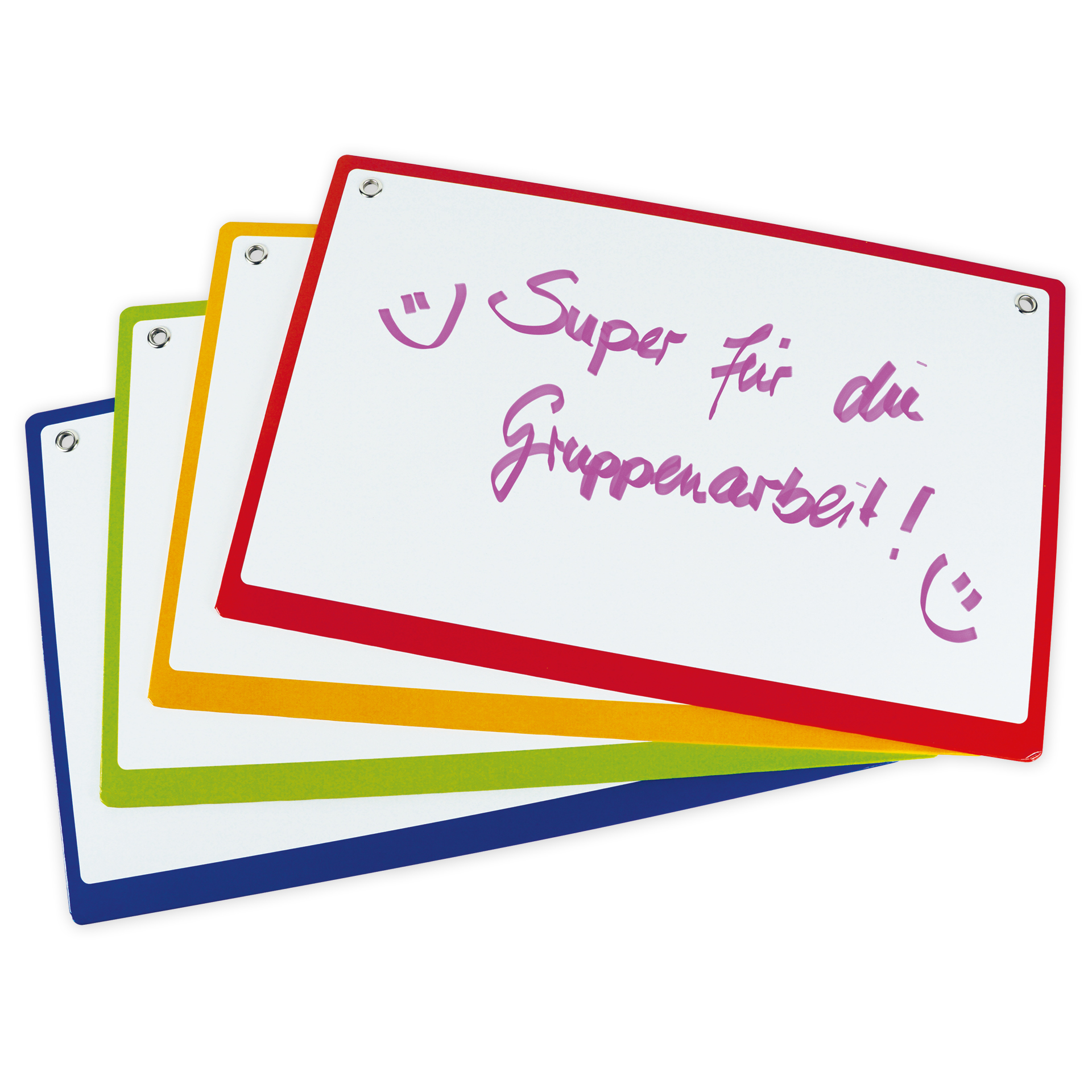 Set Gruppenarbeit-Whiteboards magnetisch, 28x43 cm, 4-tlg. Set Gruppenarbeit-Whiteboards magnetisch, 28x43 cm, 4-tlg.