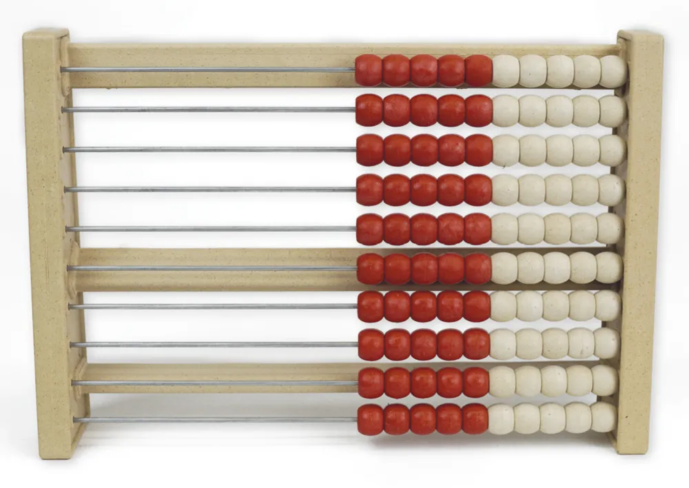 Rechenrahmen für 100-er Zahlenraum rot/weiss
