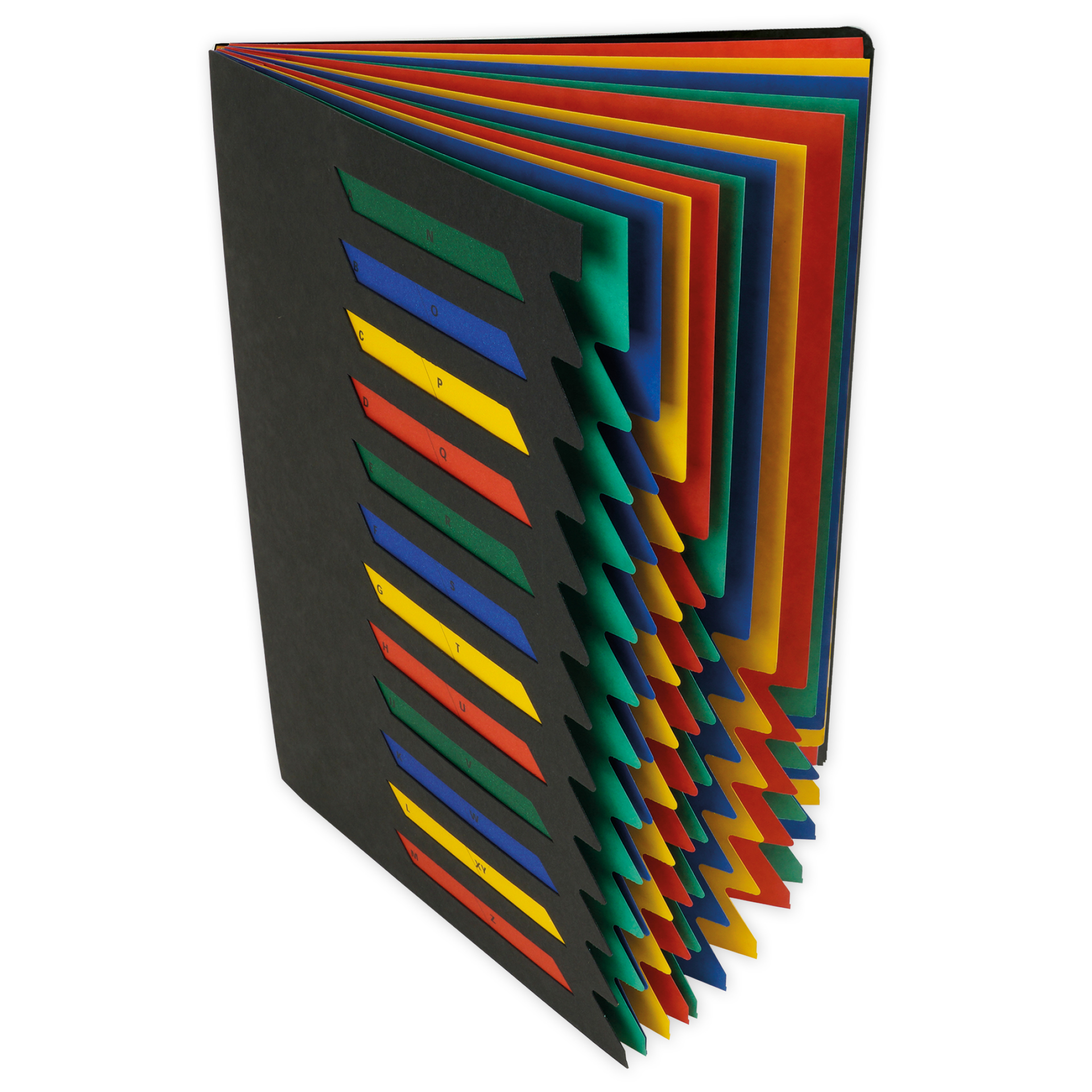 Tisch-Fächermappe 1-12 aus Pappe A4, farbig mit Verschlussgummi