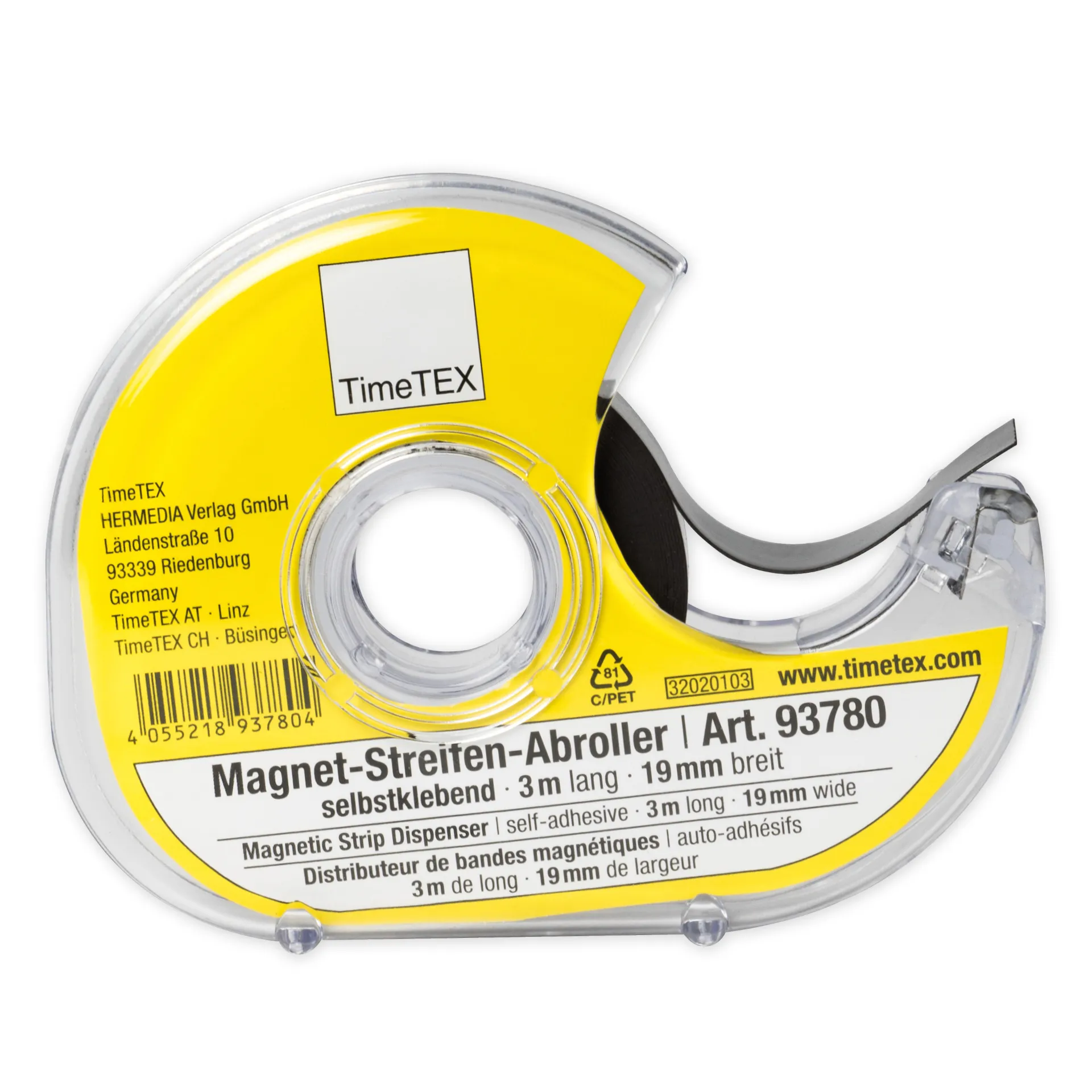 Magnet-Streifen-Abroller, selbstklebend, 19 mm, 3 m