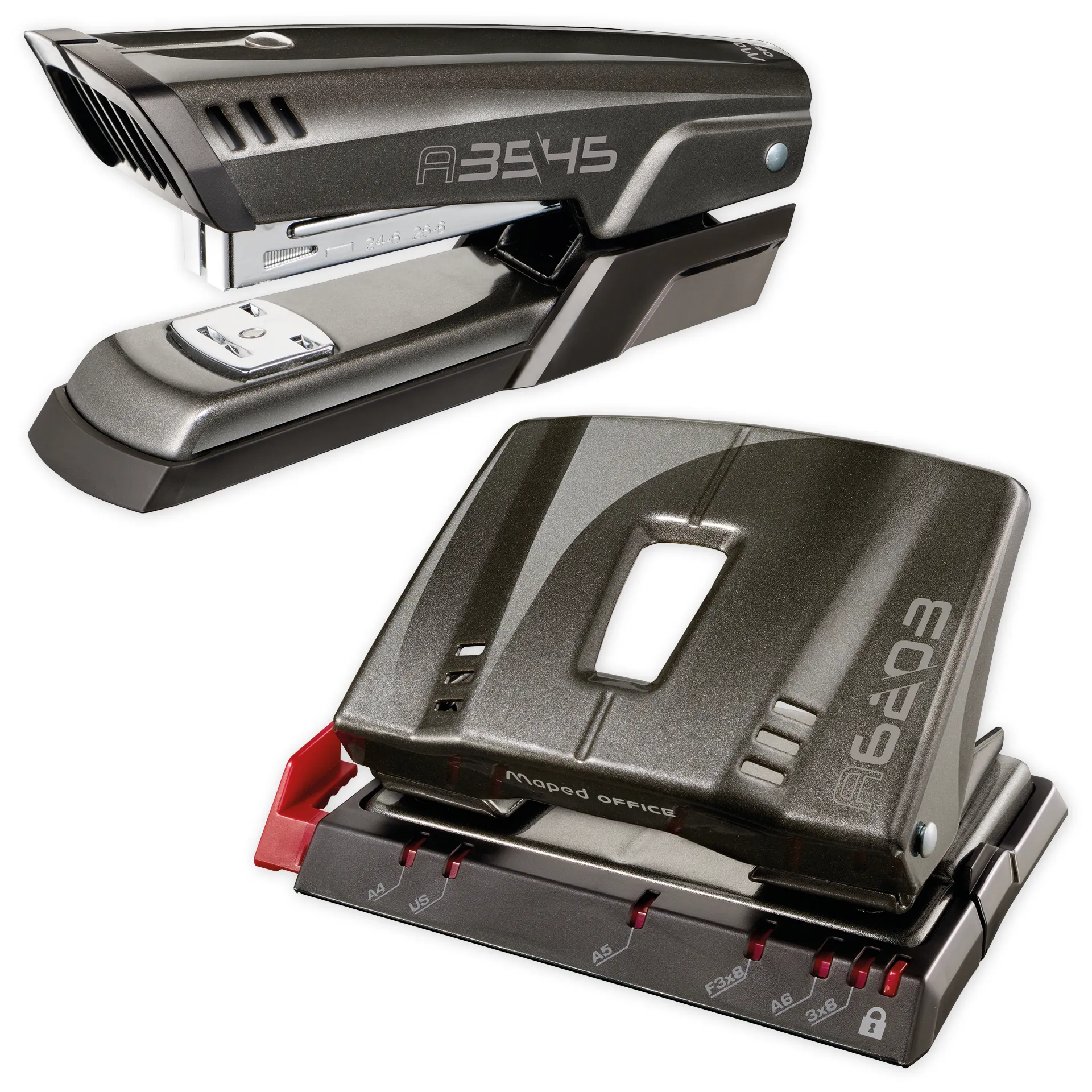 Set Heftgerät und Locher aus Metall