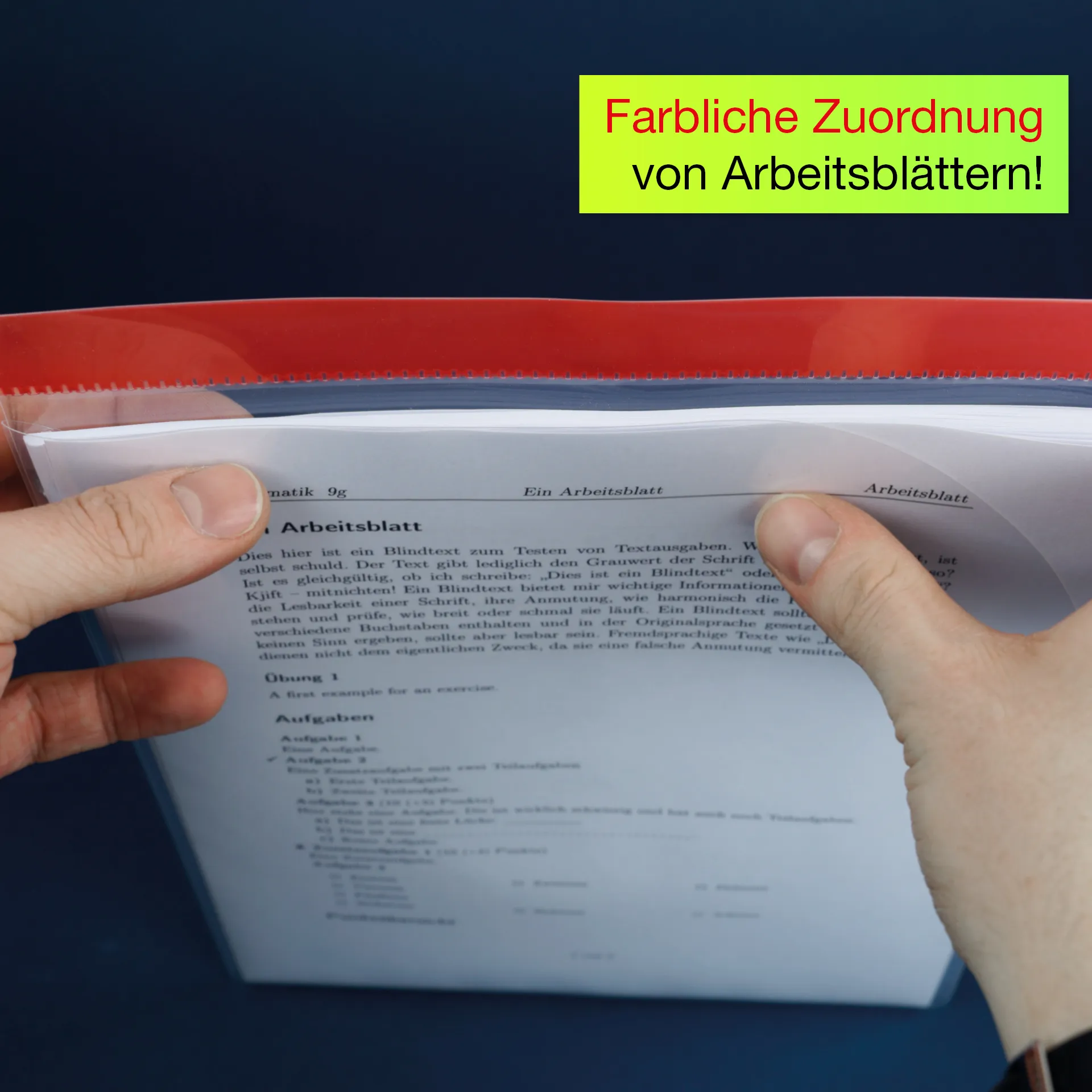 Set Einstecktaschen A4-Plus mit Farbstreifen, selbsthaftend, 5-tlg.