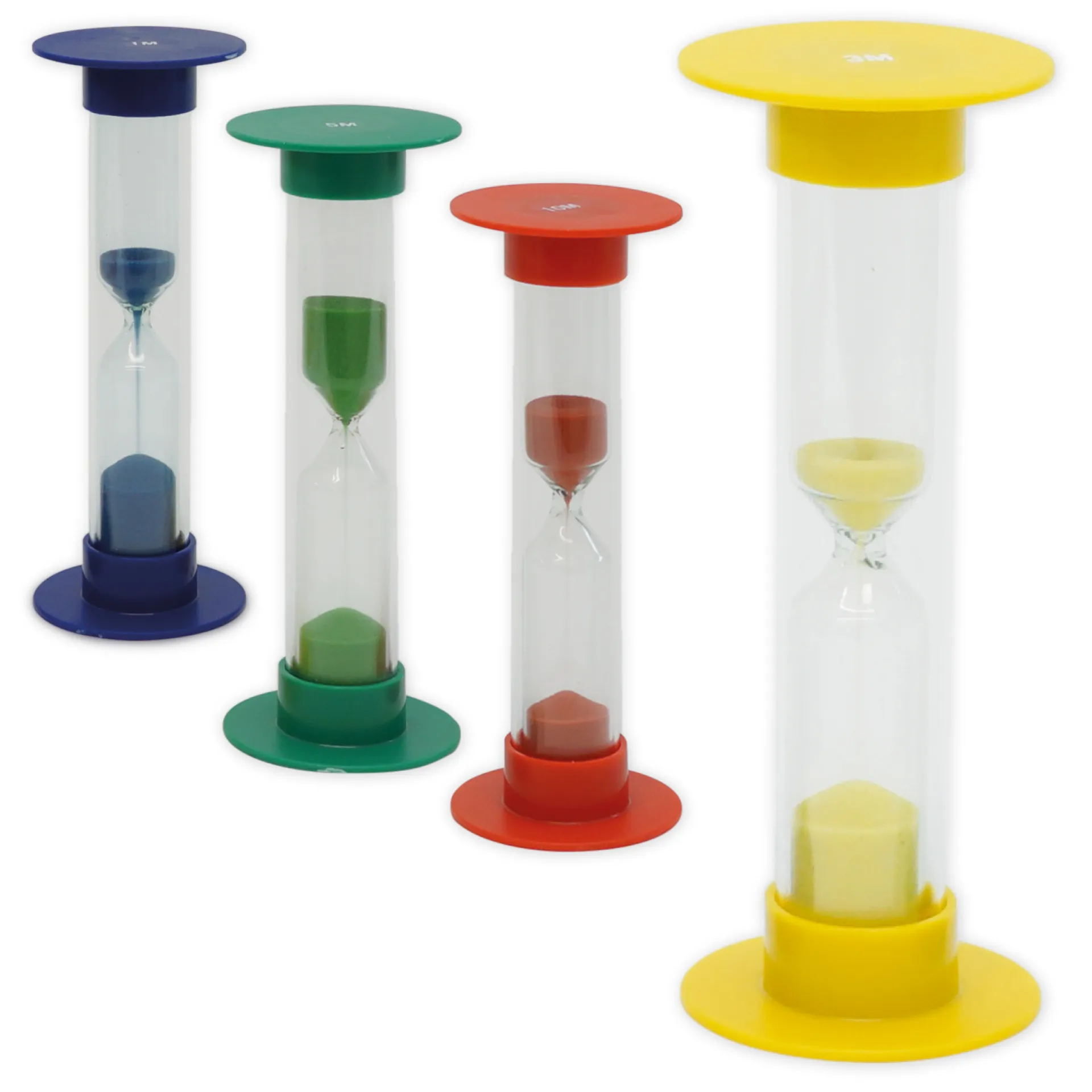 Sanduhren-Set 5-tlg., 10cm hoch, 2,5cm ø (1 Zeiteinheit)