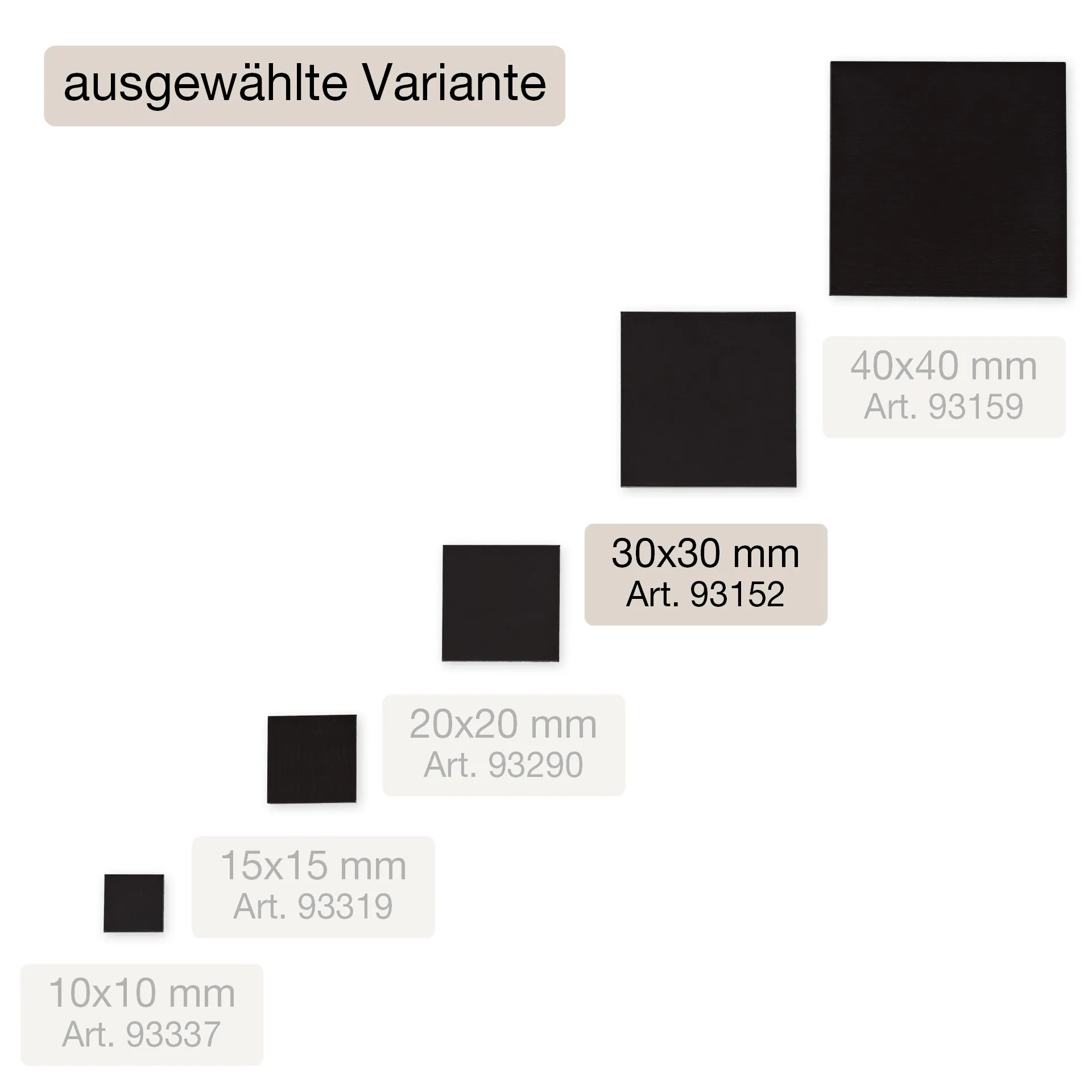 Magnet-Plättchen selbstklebend, 30x30 mm, 28 Stück