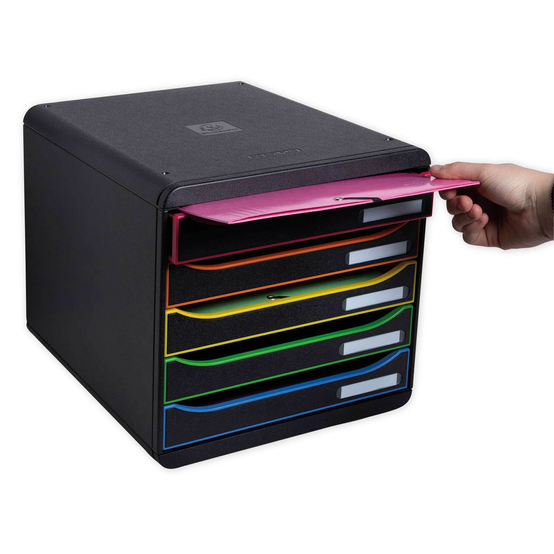 Schubladen-Box A4 "Regenbogen", Kunststoff mit 5 Schüben Schubladen-Box A4 "Regenbogen", Kunststoff mit 5 Schüben