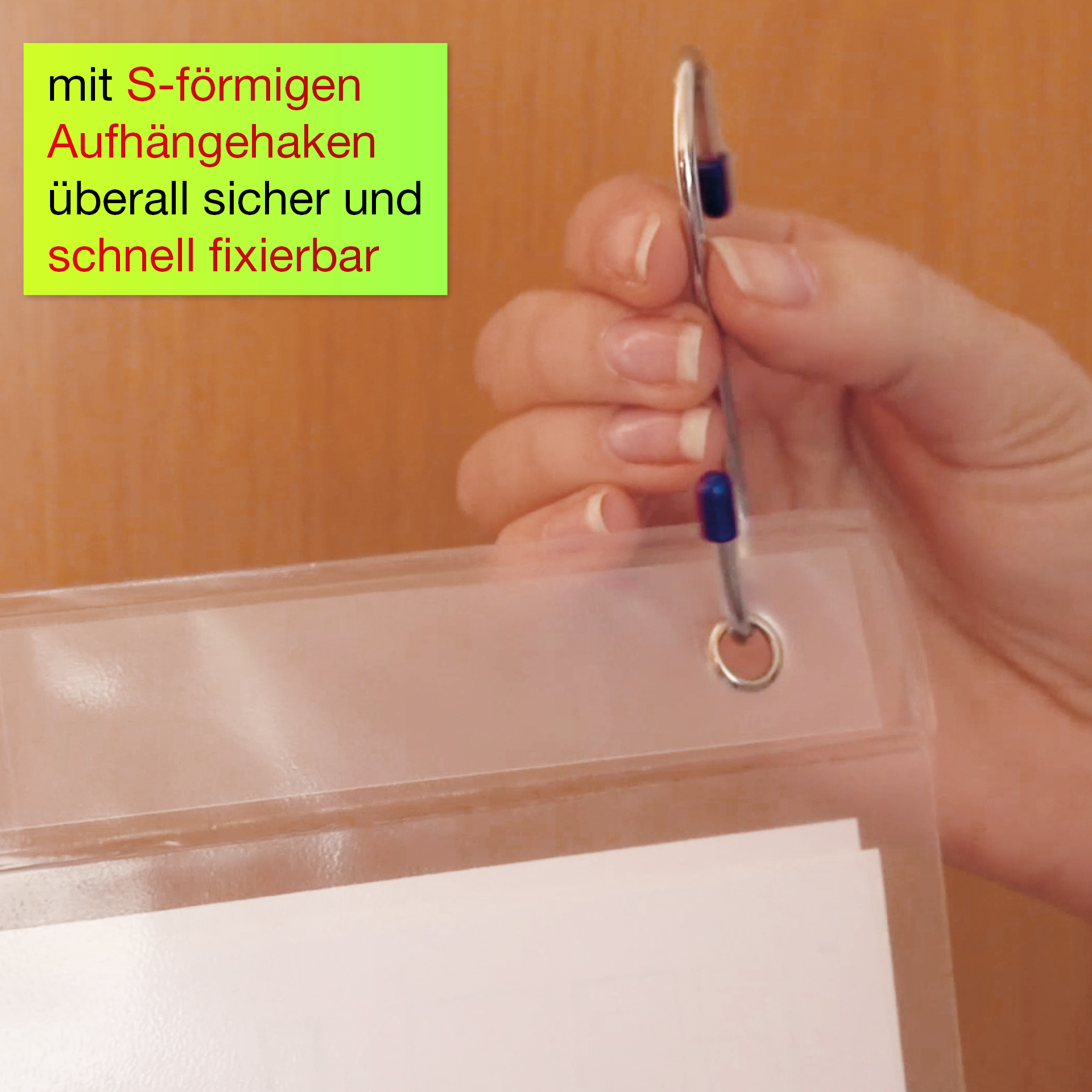 Hänge-Orga-Taschen A4, 6 Einstecktaschen im Querformat, mit Bügel Hänge-Orga-Taschen A4, 6 Einstecktaschen im Querformat, mit Bügel