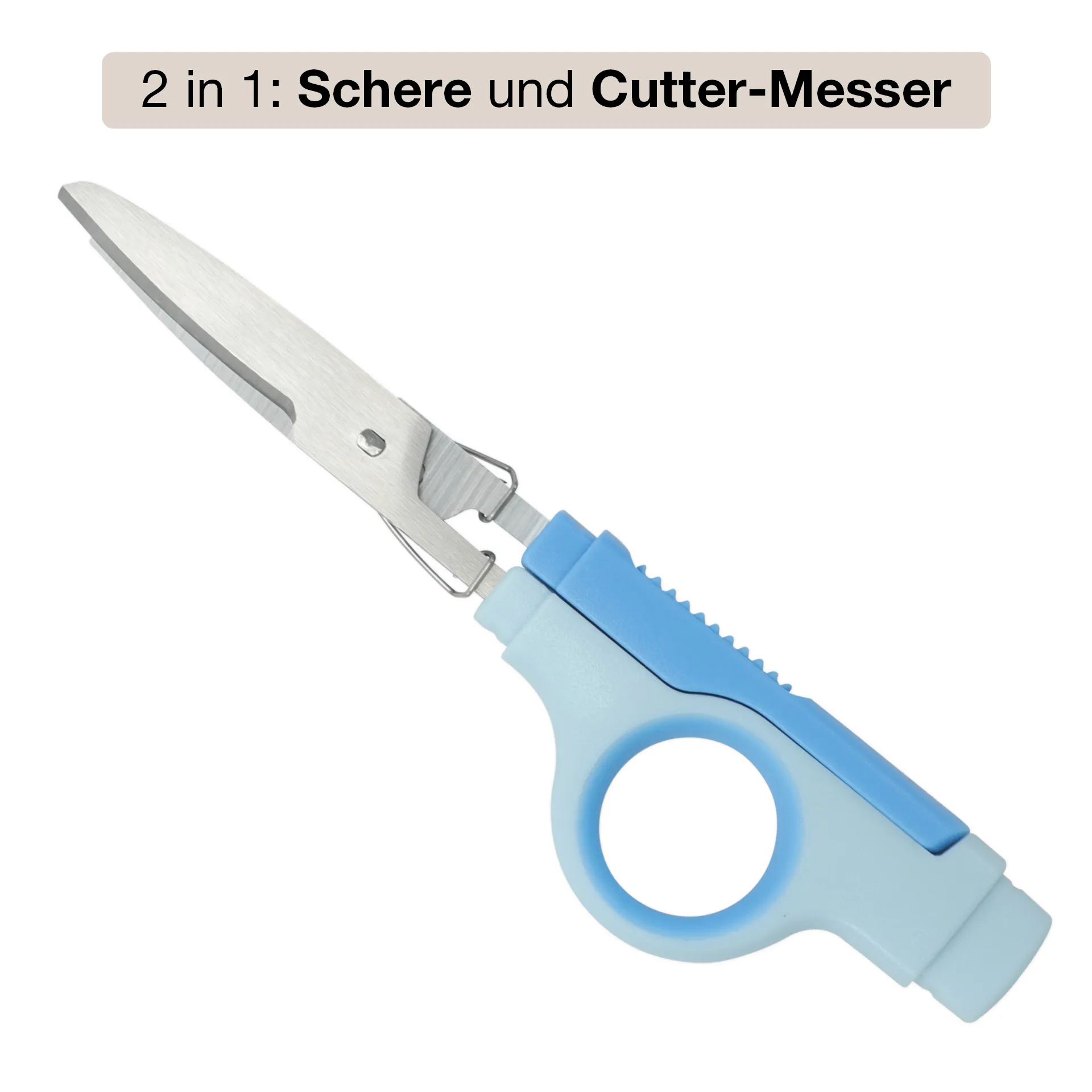 TimeTEX Multifunktions-Schere 2in1, mit Cuttermesser, blau