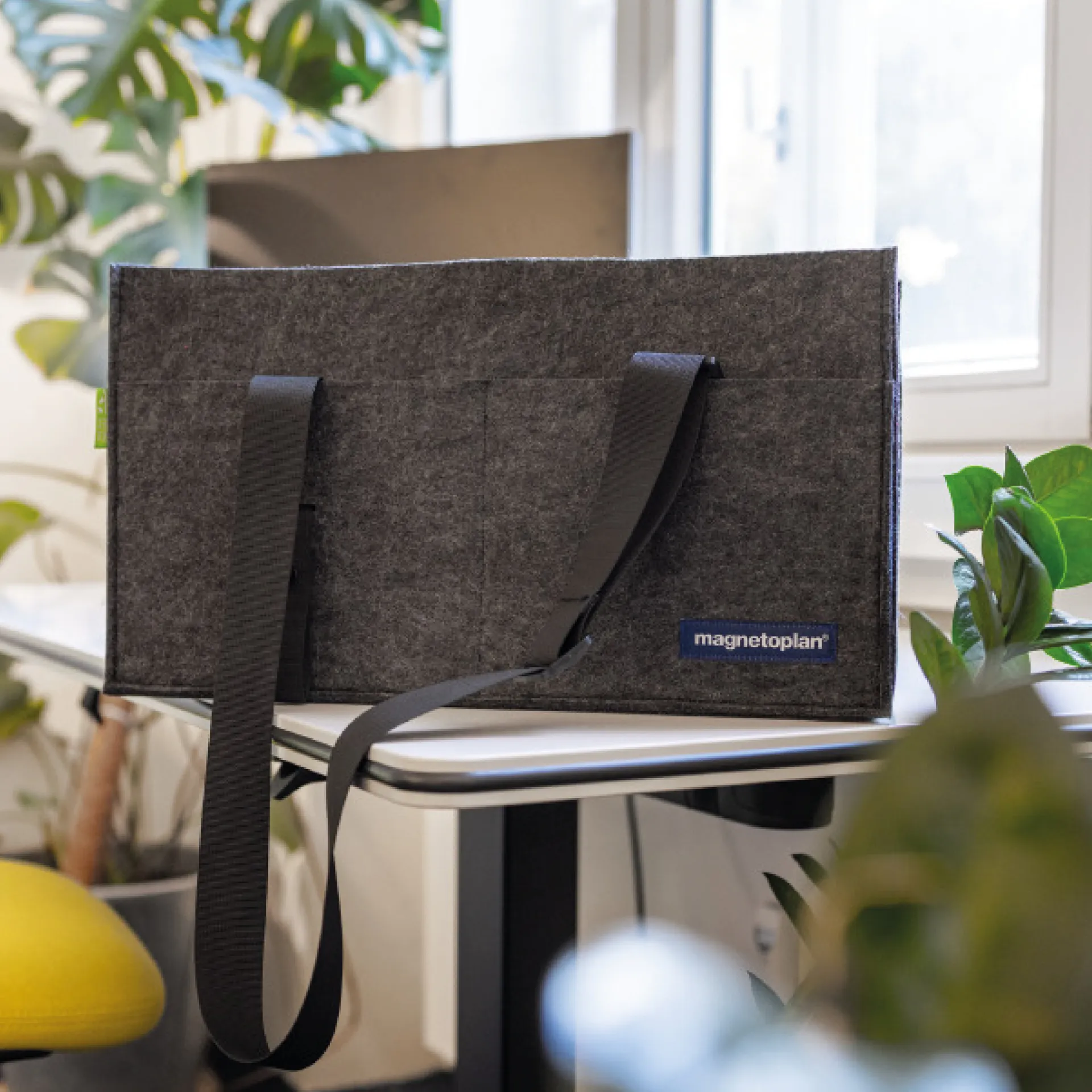 Fächer-Tasche aus Filz, faltbar, anthrazit