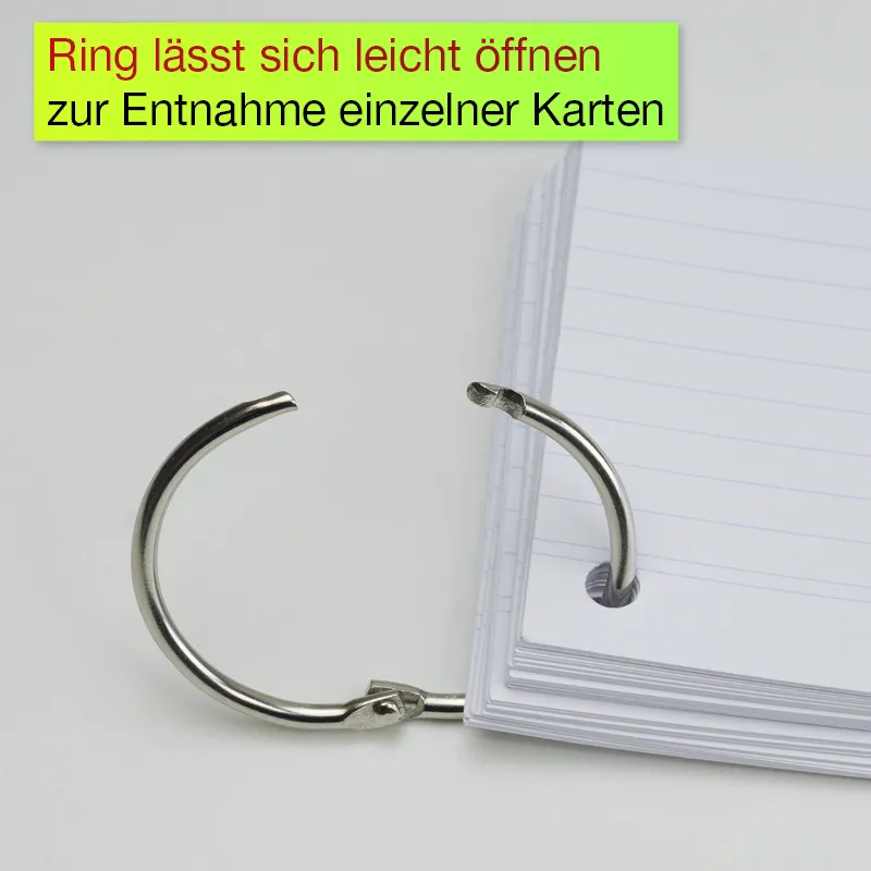 Karteikarten A7 „Mobil“, mit Ring, liniert, 50 Stück