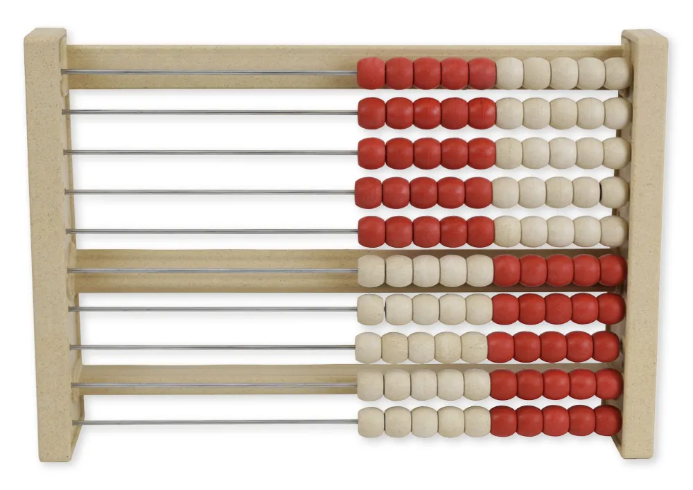 Rechenrahmen für 100-er Zahlenraum rot/weiss