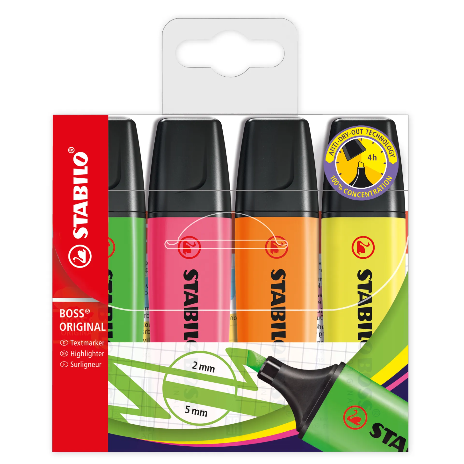 Stabilo Boss Original Textmarker, 4-tlg.