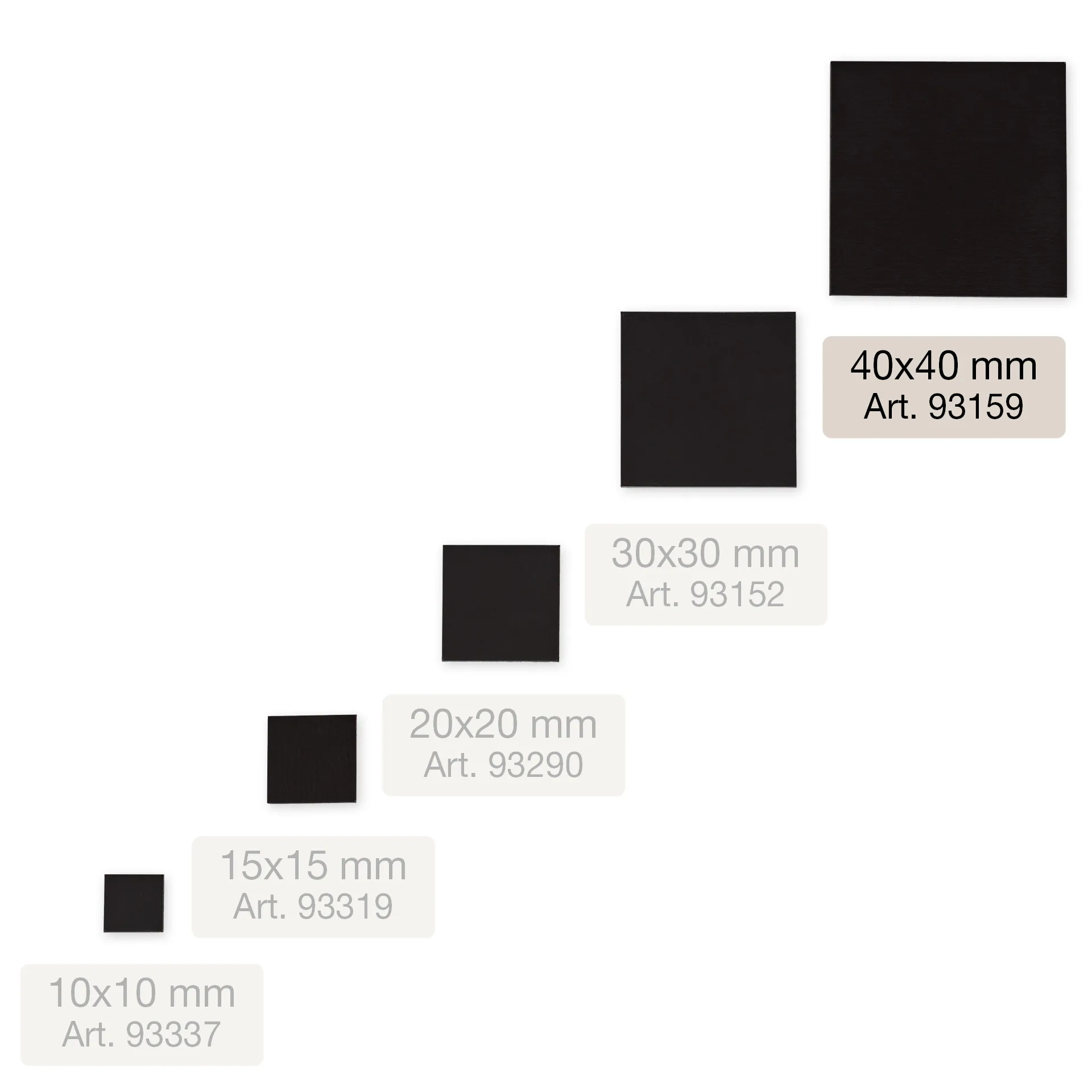Magnet-Quadrate selbstklebend 40x40mm, 15-tlg.