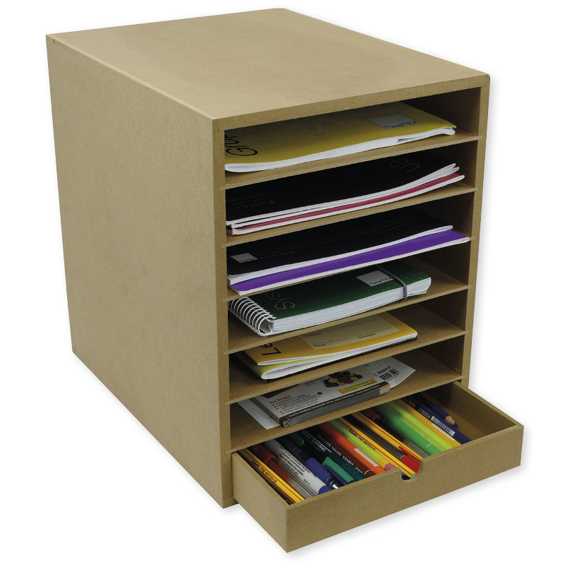 Ablagebox A4 mit 6 Fächer und 1 Schublade Ablagebox A4 mit 6 Fächer und 1 Schublade