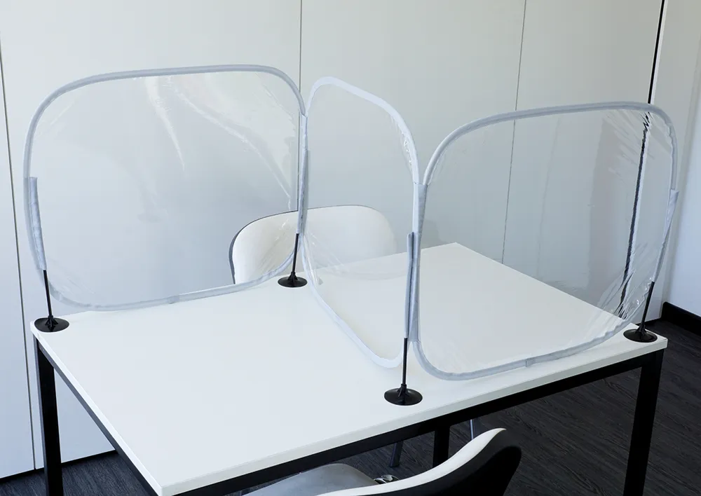 Hygiene-Schutzaufsteller Basic U- und Z-Form, 3-fache Trennwand