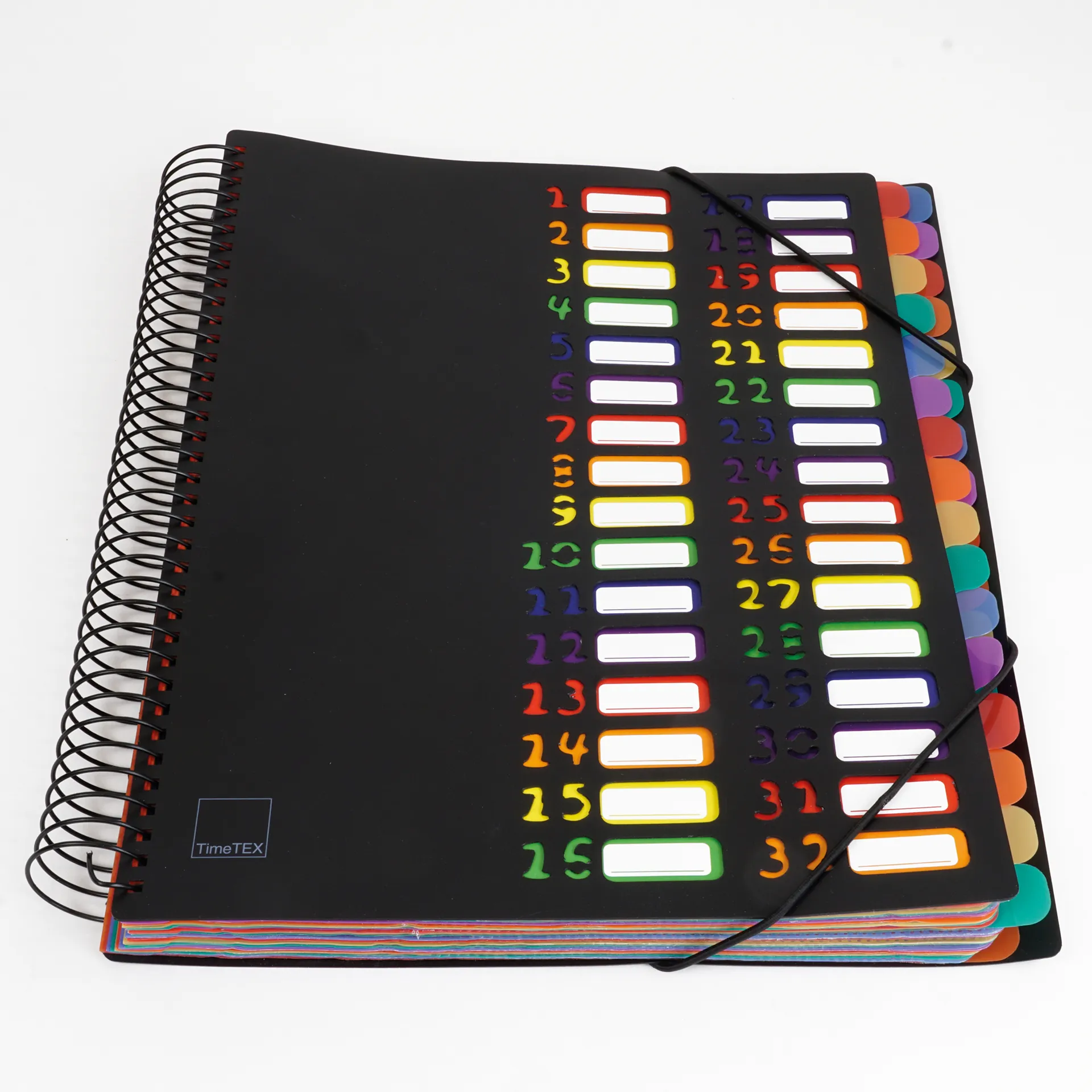 TimeTEX Tisch-Fächermappe 1-32 A4, farbig mit Verschlussgummi